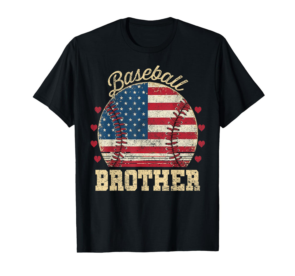 Baseball Brother Usa Flag Heart T-Shirt - Fun Novelty Design for Adults - T-Shirt, Sweatshirt, Hoodie