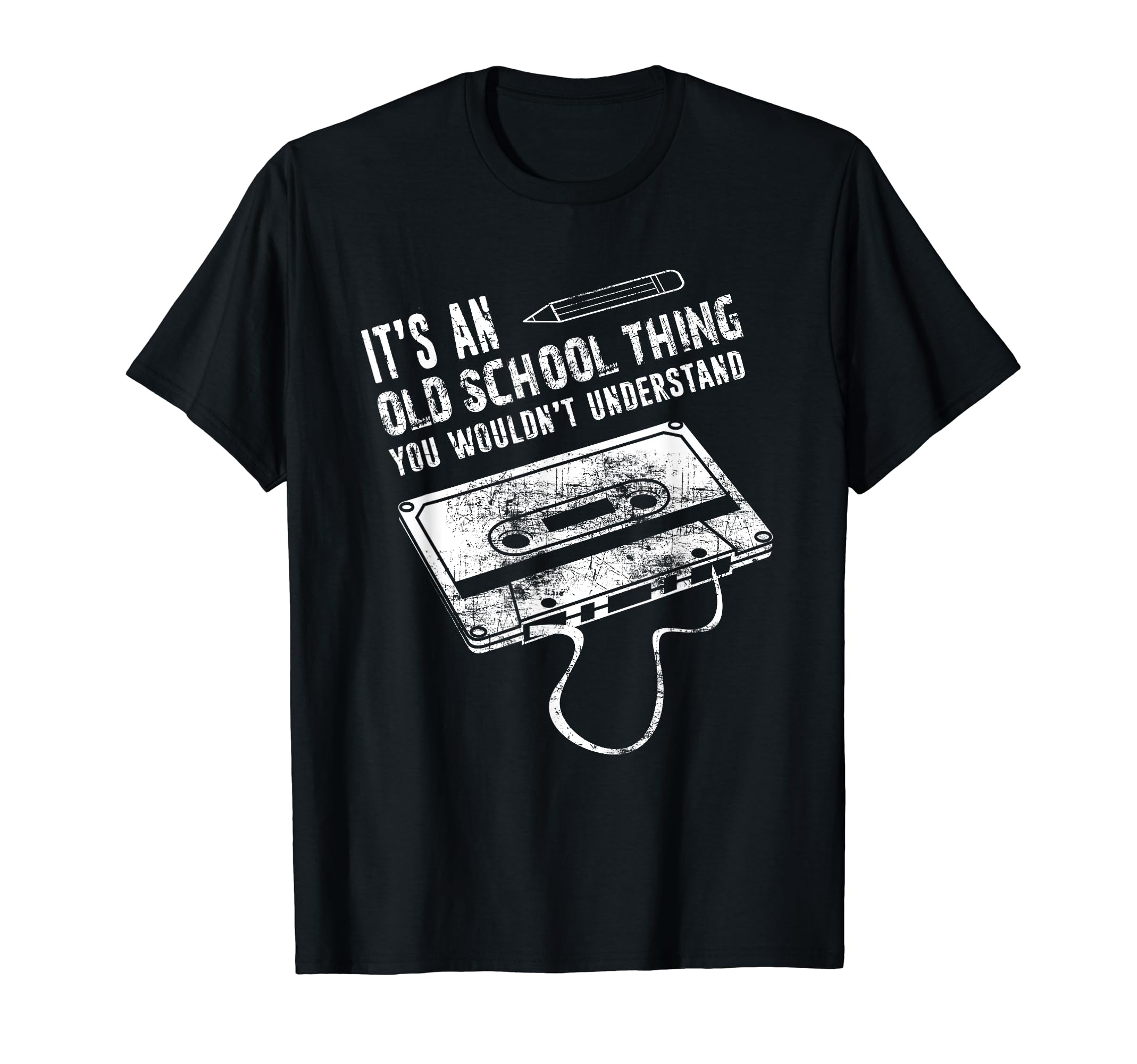 Music Pencil Winding Up Cassette Tape T-Shirt - Minimalist Print for Adults - T-Shirt, Sweatshirt, Hoodie