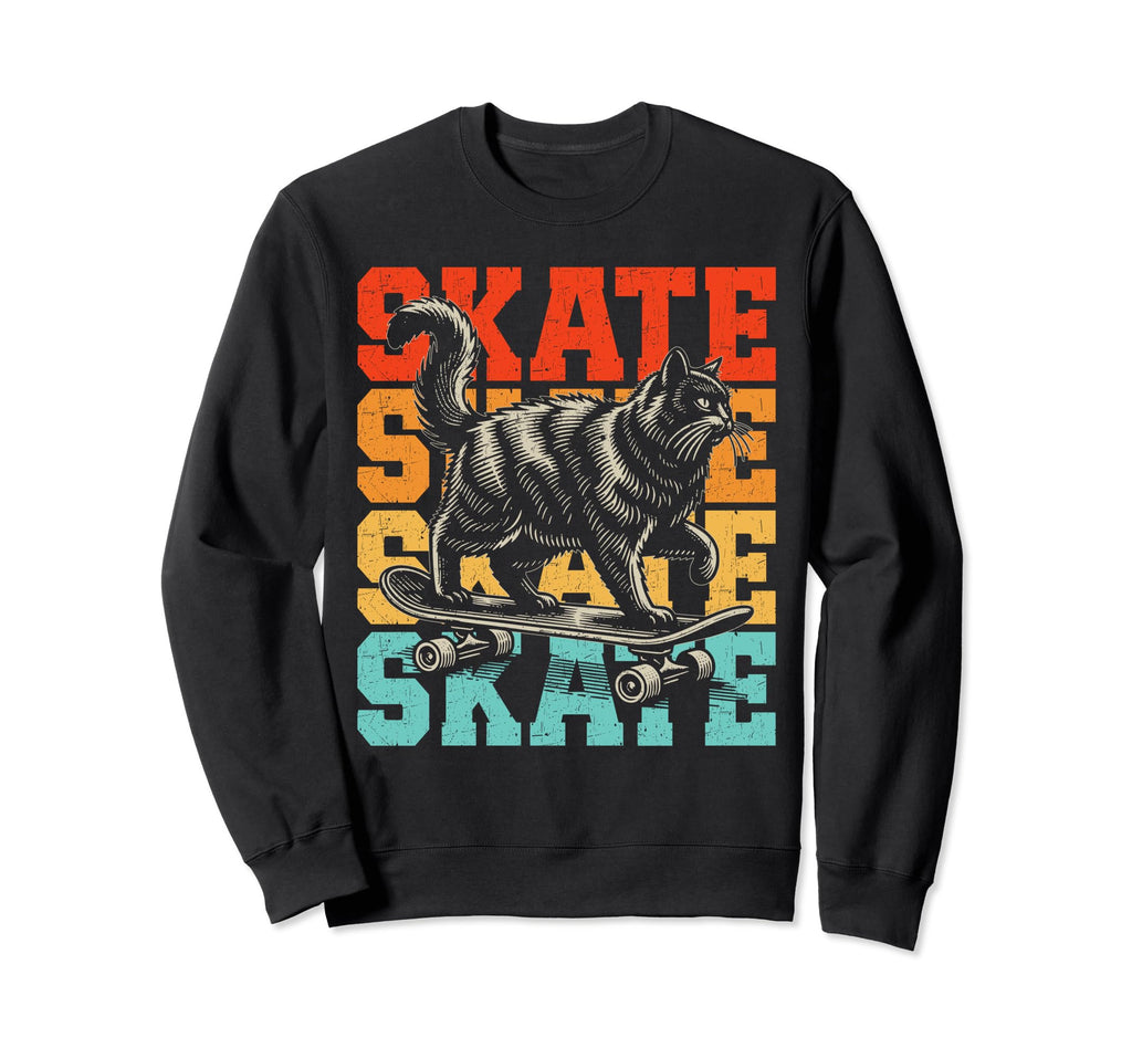 Roller Skating Cat Roller Skates Sweatshirt - Unique Graphic Men Women - T-Shirt, Sweatshirt, Hoodie