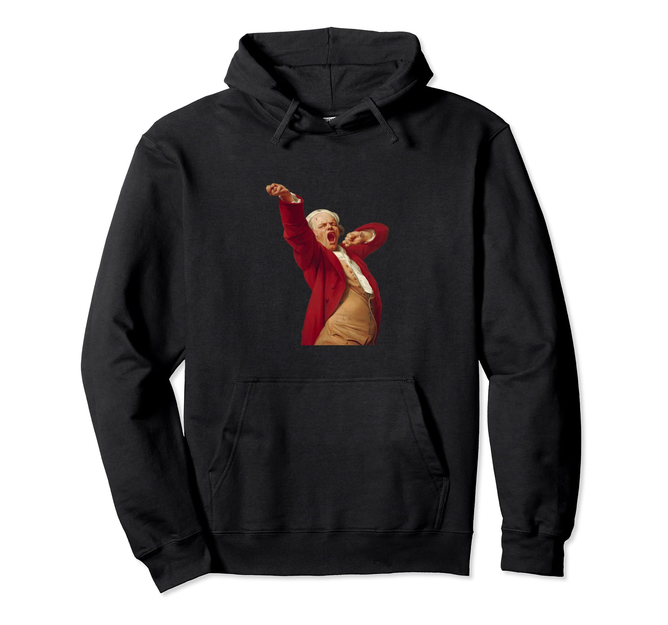 Funny Art Joseph Ducreux Yawning Distressed Hoodie - Graphic Print Unisex - T-Shirt, Sweatshirt, Hoodie