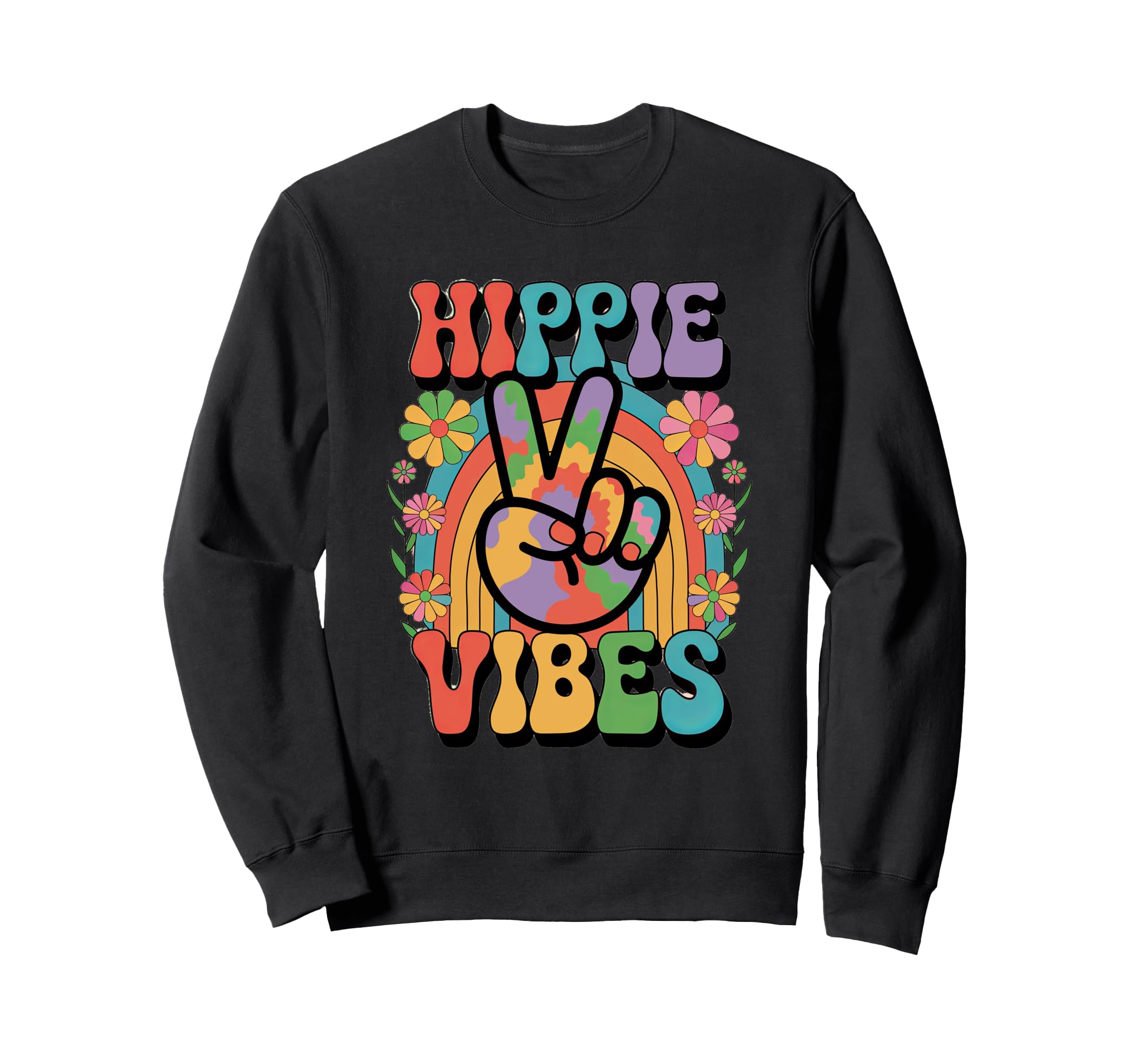Groovy Hippie Vibes Flower Power Sweatshirt - Custom Art Print Men Women - T-Shirt, Sweatshirt, Hoodie