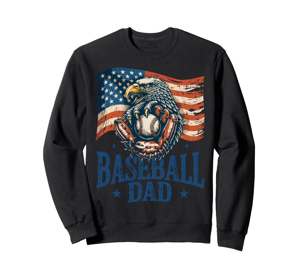 Patriotic Baseball Dad Usa Flag Sweatshirt - Aesthetic Graphic Unisex - T-Shirt, Sweatshirt, Hoodie