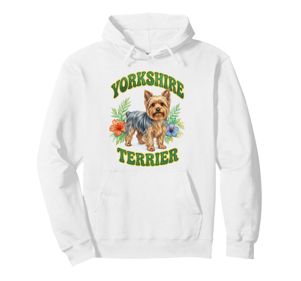 Yorkshire Terrier Groovy Floral Hoodie - Aesthetic Graphic Unisex - T-Shirt, Sweatshirt, Hoodie