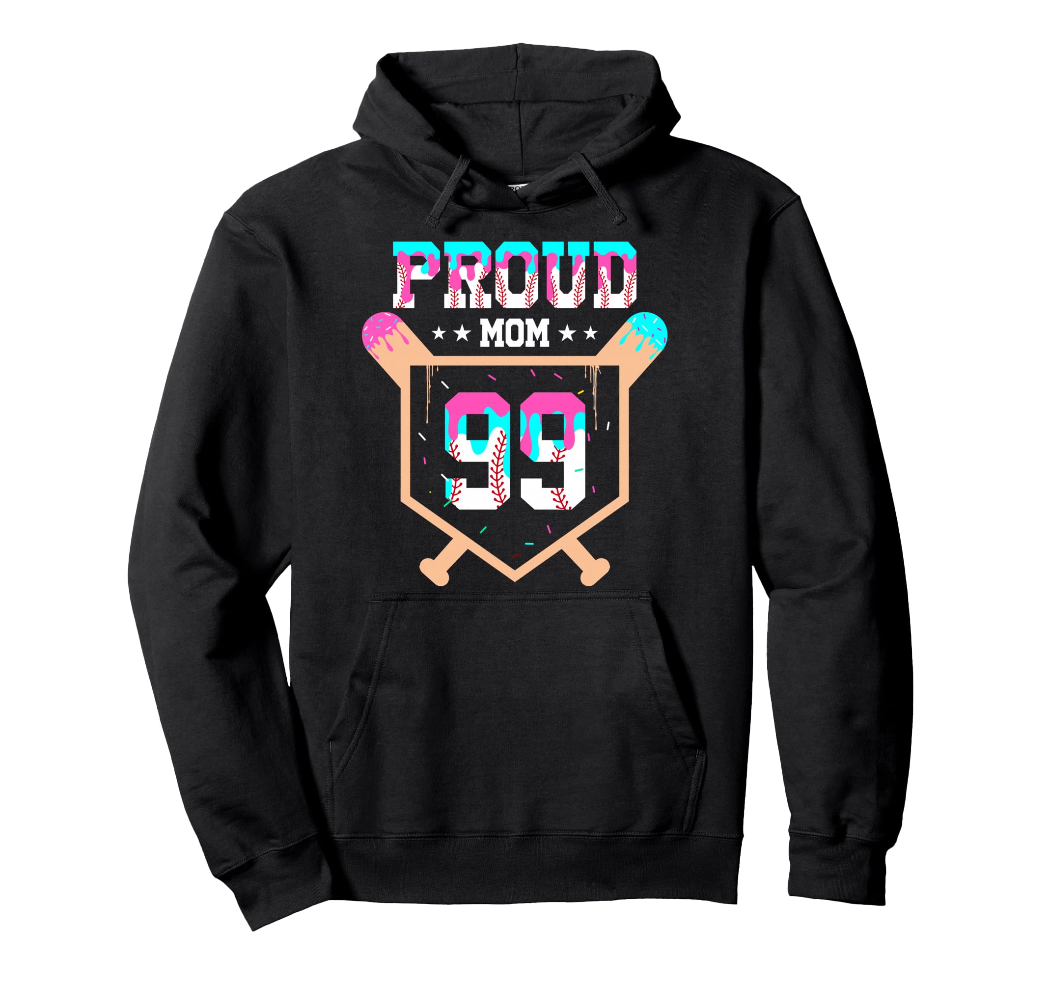 Proud Mom Baseball Player Number 99 Ice Hoodie - Trendy Graphic Unisex - T-Shirt, Sweatshirt, Hoodie