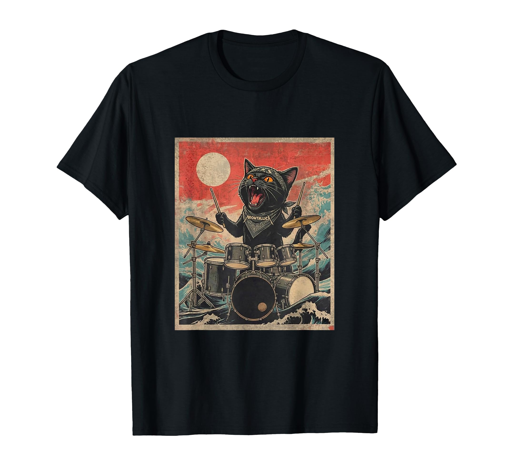 Rock Drummer Cat Band Gift T-Shirt - Trendy Graphic Men Women - T-Shirt, Sweatshirt, Hoodie