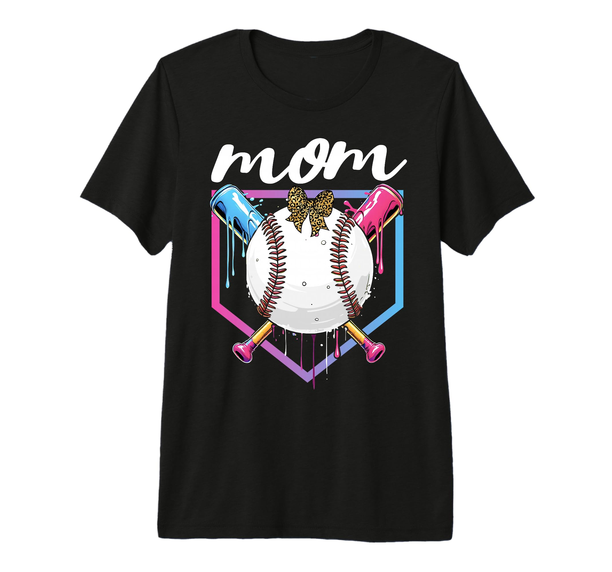 Baseball Drip Mom Bow Baseball Mothers T-Shirt - Unique Graphic Men Women - T-Shirt, Sweatshirt, Hoodie