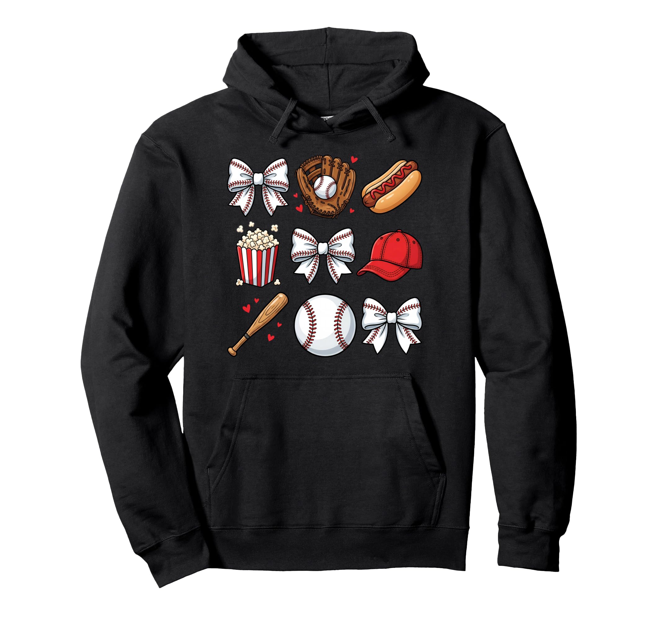 Baseball Coquette Bow Baseball Cheer Hoodie - Minimalist Print Men Women - T-Shirt, Sweatshirt, Hoodie