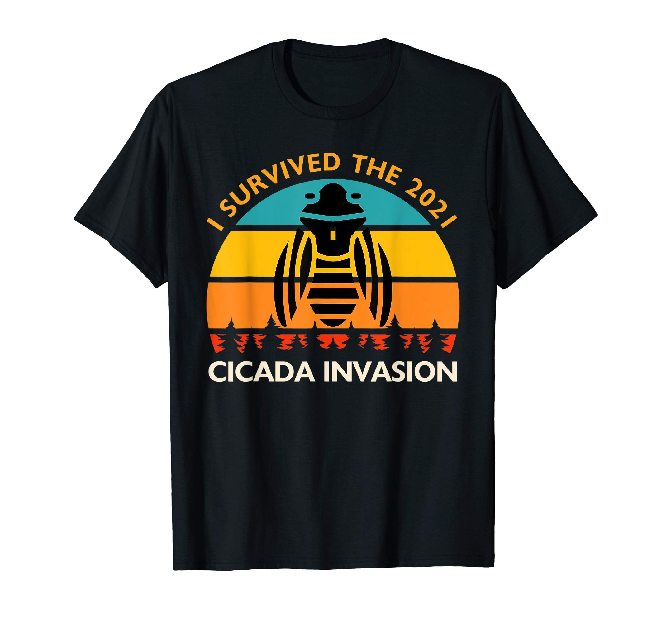 Cicada Invasion 2021 I Survived Sunset Bug T-Shirt - Unique Graphic Unisex - T-Shirt, Sweatshirt, Hoodie
