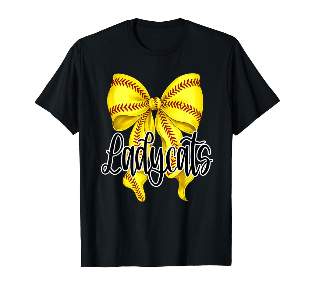 Ladycats Softball Bow Mom Game Day Lady T-Shirt - Minimalist Print Unisex - T-Shirt, Sweatshirt, Hoodie