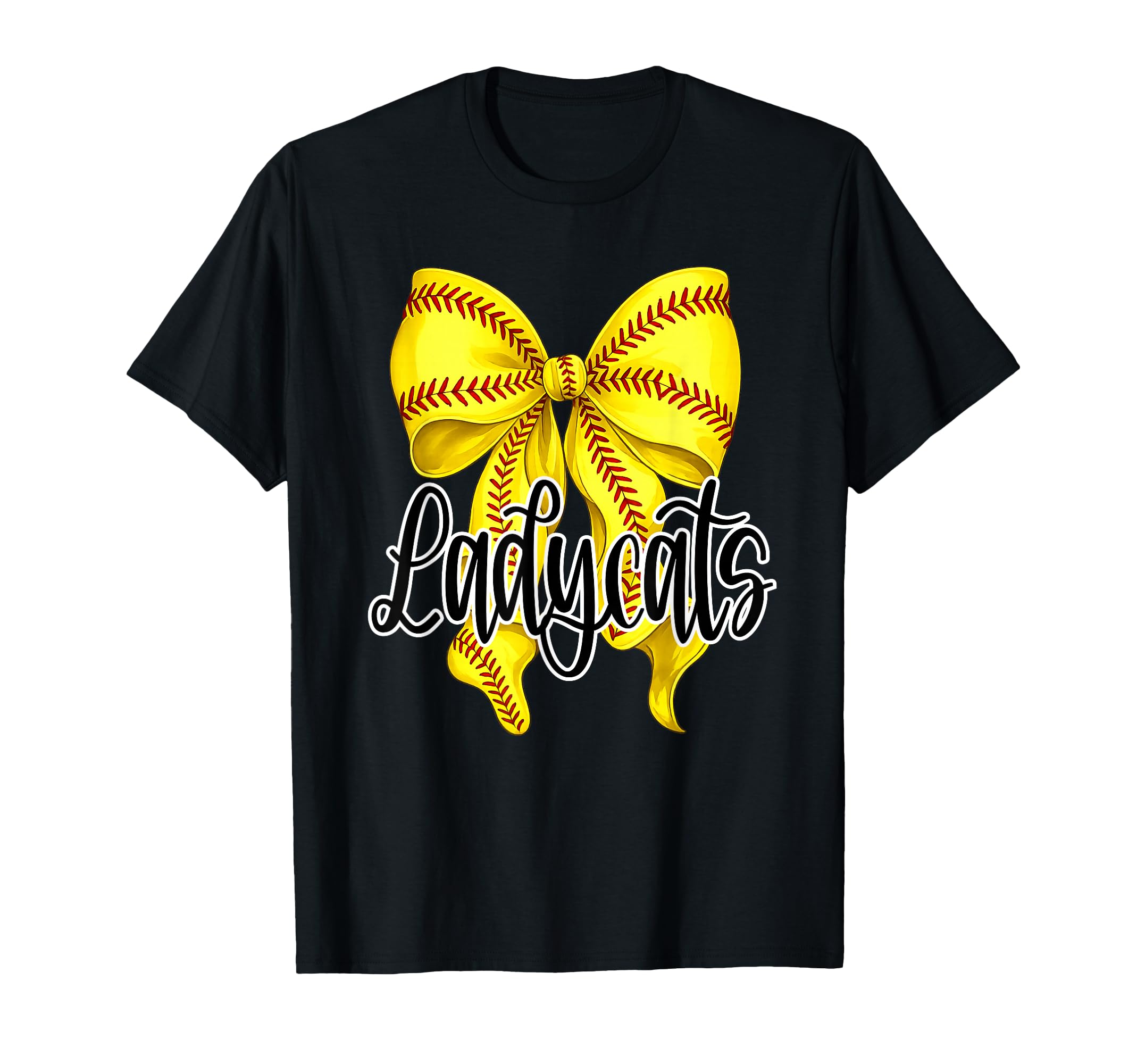 Ladycats Softball Bow Mom Game Day Lady T-Shirt - Minimalist Print Unisex - T-Shirt, Sweatshirt, Hoodie