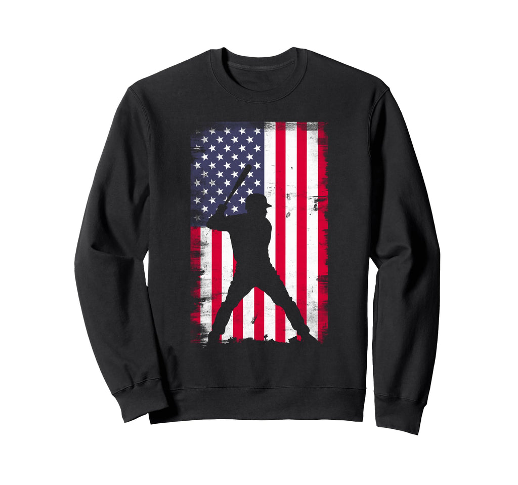 Baseball Usa Flag Patriotic Fourth Sweatshirt - Aesthetic Graphic Unisex - T-Shirt, Sweatshirt, Hoodie