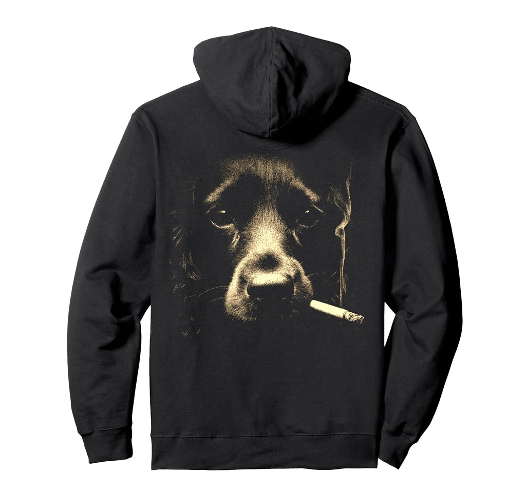 English Cocker Spaniel Smoking Cigarette Hoodie - Graphic Print Unisex - T-Shirt, Sweatshirt, Hoodie