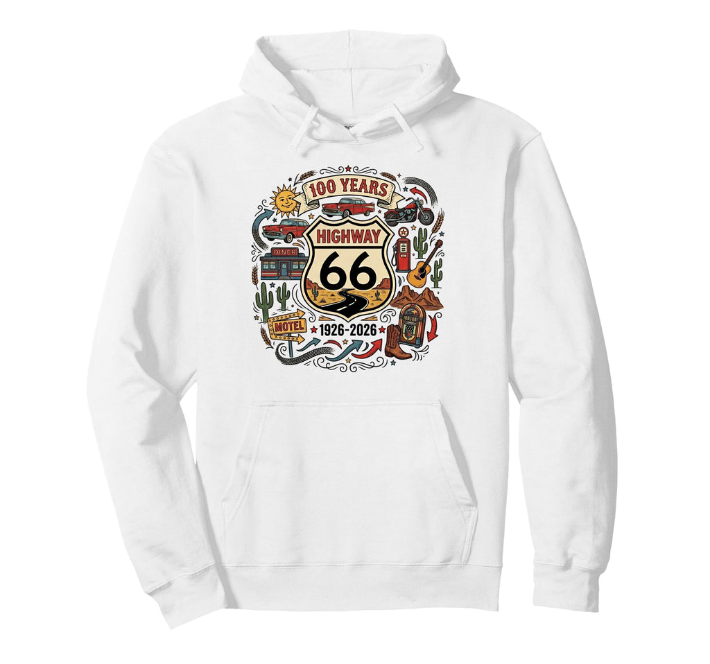 Highway 66 100 Years Centennial 1926 Hoodie - Streetwear Style for Adults - T-Shirt, Sweatshirt, Hoodie