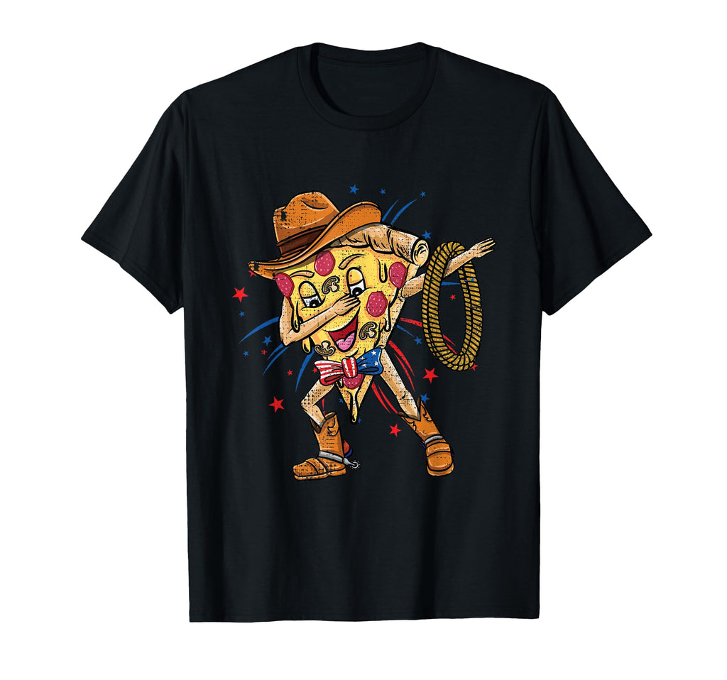 Dabbing Patriotic Pizza Cowboy T-Shirt - Unique Graphic Unisex - T-Shirt, Sweatshirt, Hoodie