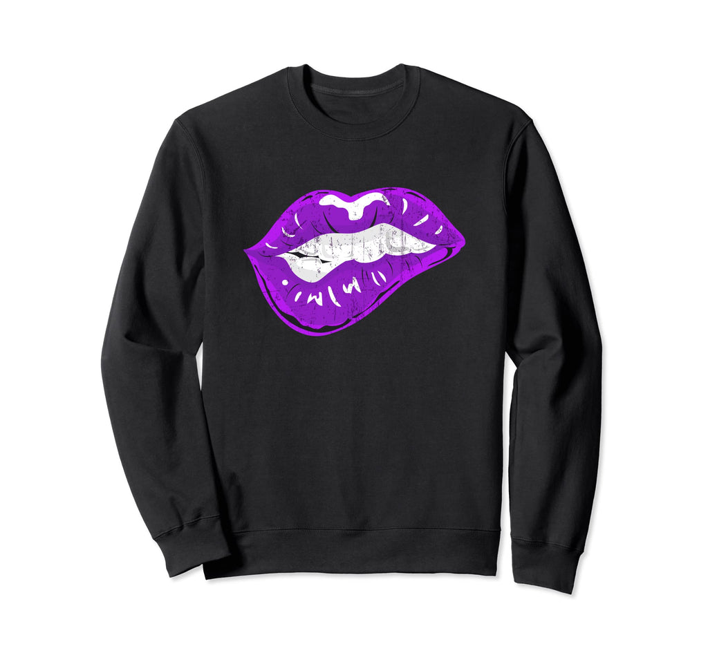 Bitten Lips Distressed Sweatshirt - Unique Graphic for Adults - T-Shirt, Sweatshirt, Hoodie