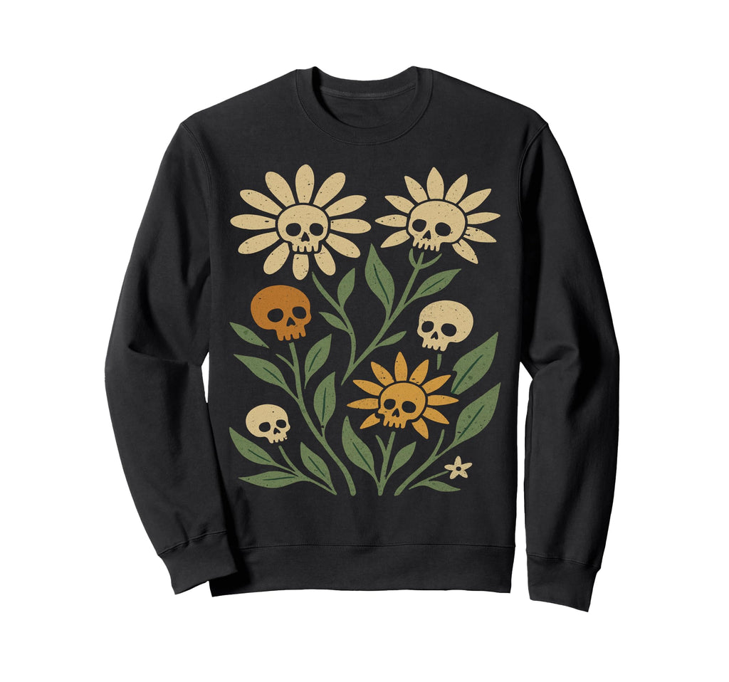 Halloween Boho Flower Skulls Sweatshirt - Streetwear Style Unisex - T-Shirt, Sweatshirt, Hoodie
