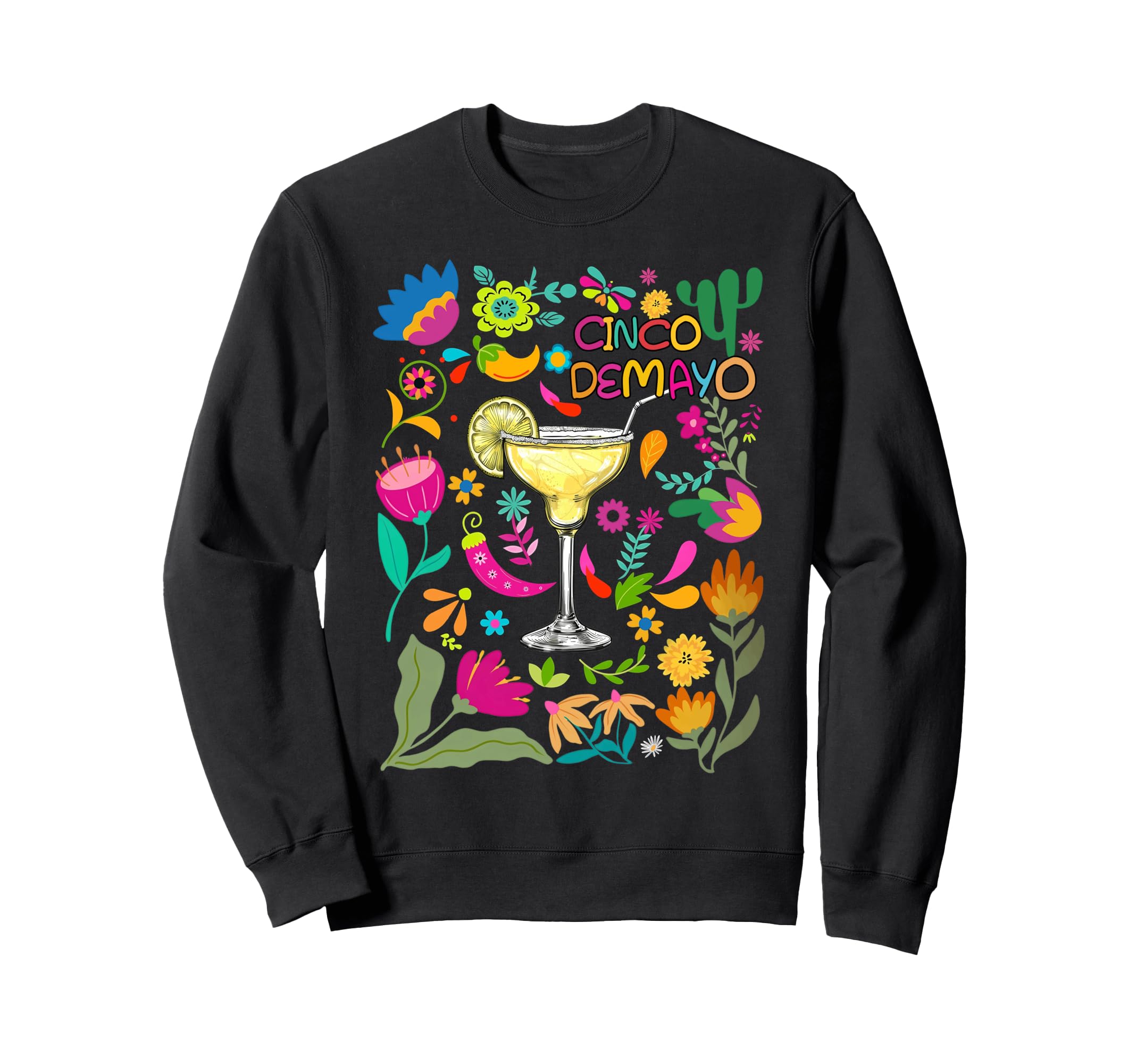 Cinco De Mayo Boho Floral Mexican Sweatshirt - Custom Art Print for Adults - T-Shirt, Sweatshirt, Hoodie