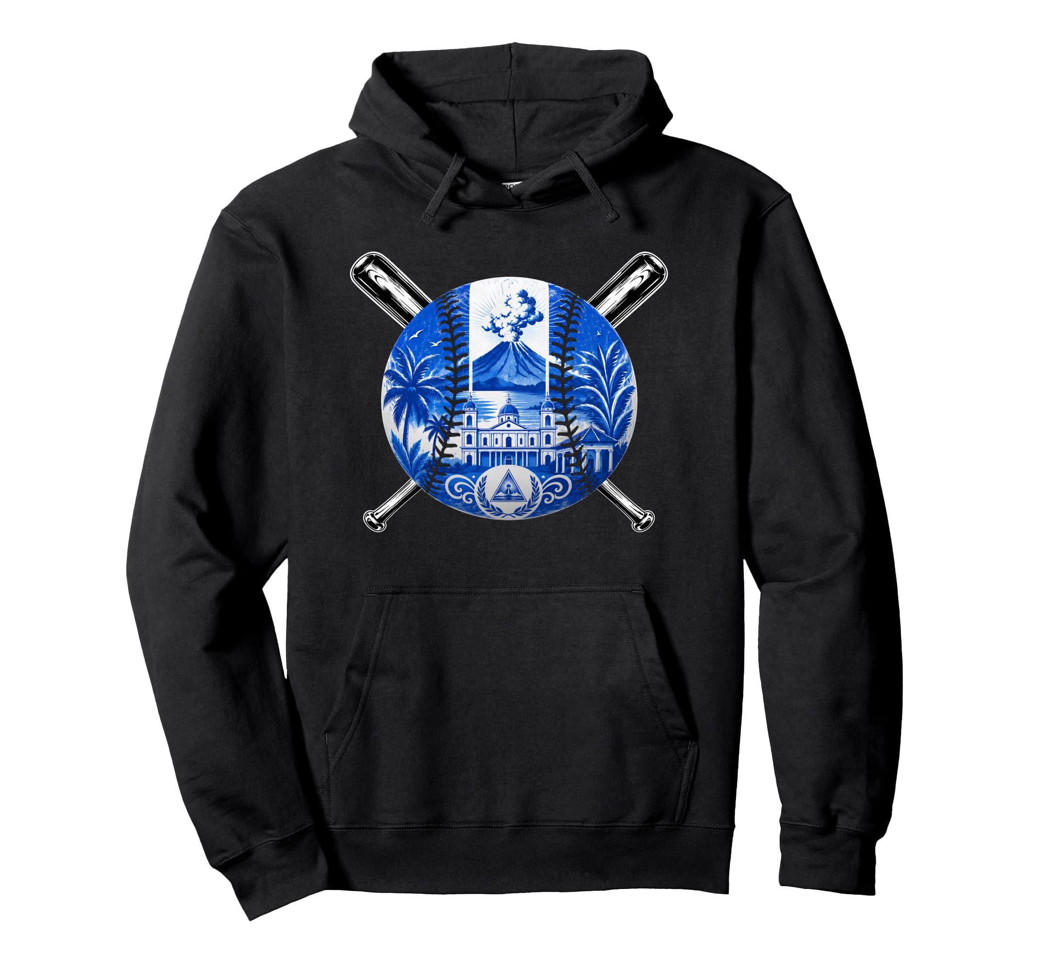 Nicaragua Baseball Flag Colors Proud Hoodie - Custom Art Print for Adults - T-Shirt, Sweatshirt, Hoodie