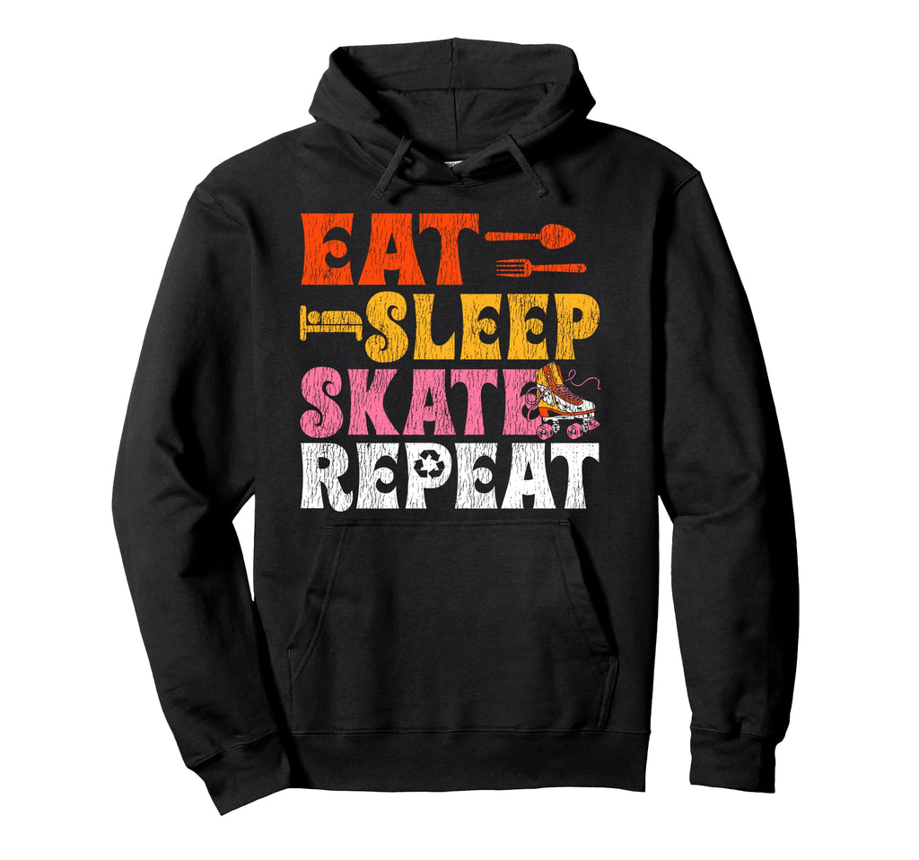 Roller Skating Skate 1970S Eat Sleep Hoodie - Aesthetic Graphic Men Women - T-Shirt, Sweatshirt, Hoodie