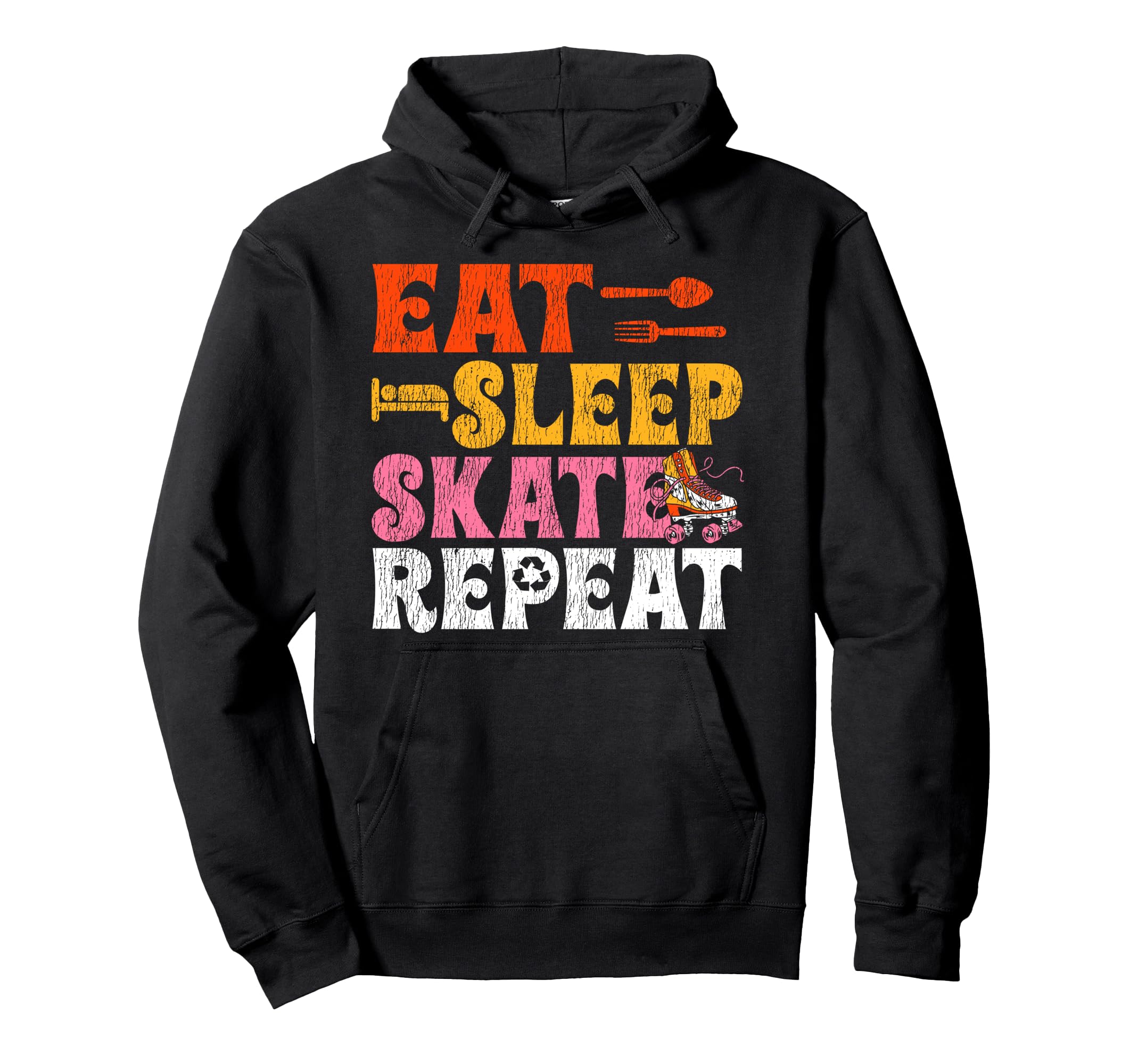 Roller Skating Skate 1970S Eat Sleep Hoodie - Aesthetic Graphic Men Women - T-Shirt, Sweatshirt, Hoodie