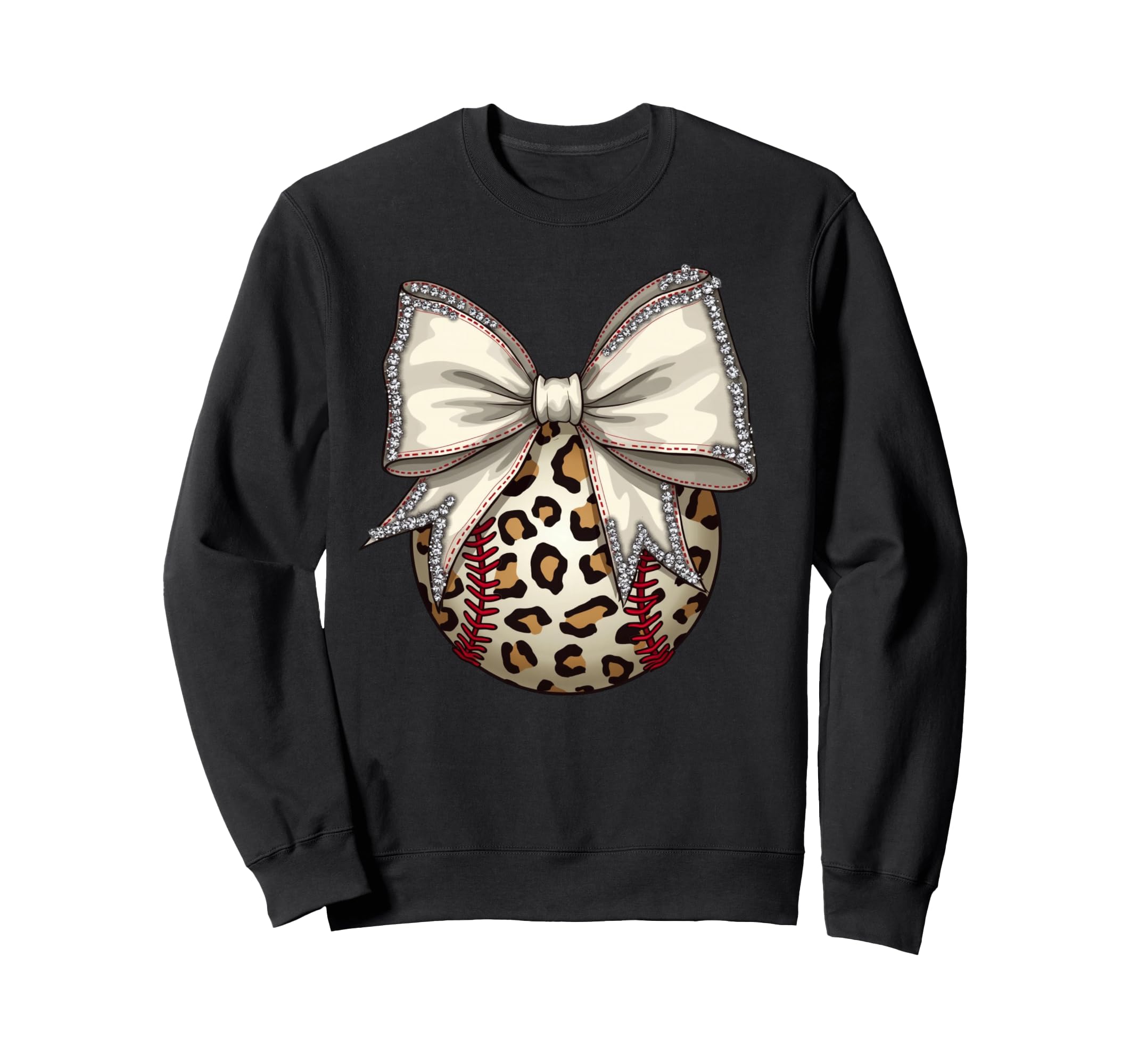 Leopard Baseball Coquette Bow Sweatshirt - Streetwear Style for Adults - T-Shirt, Sweatshirt, Hoodie