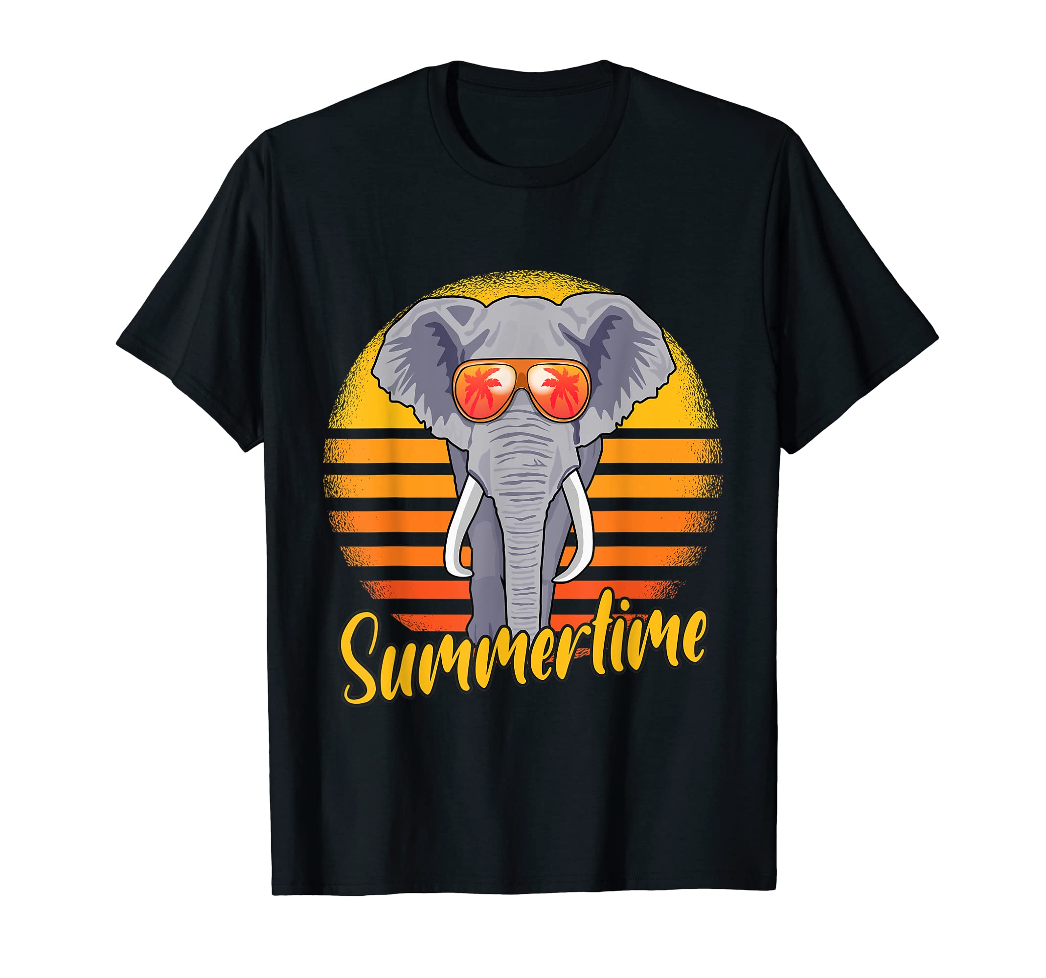 Summertime Elephant Sunset Beach T-Shirt - Fun Novelty Design Men Women - T-Shirt, Sweatshirt, Hoodie