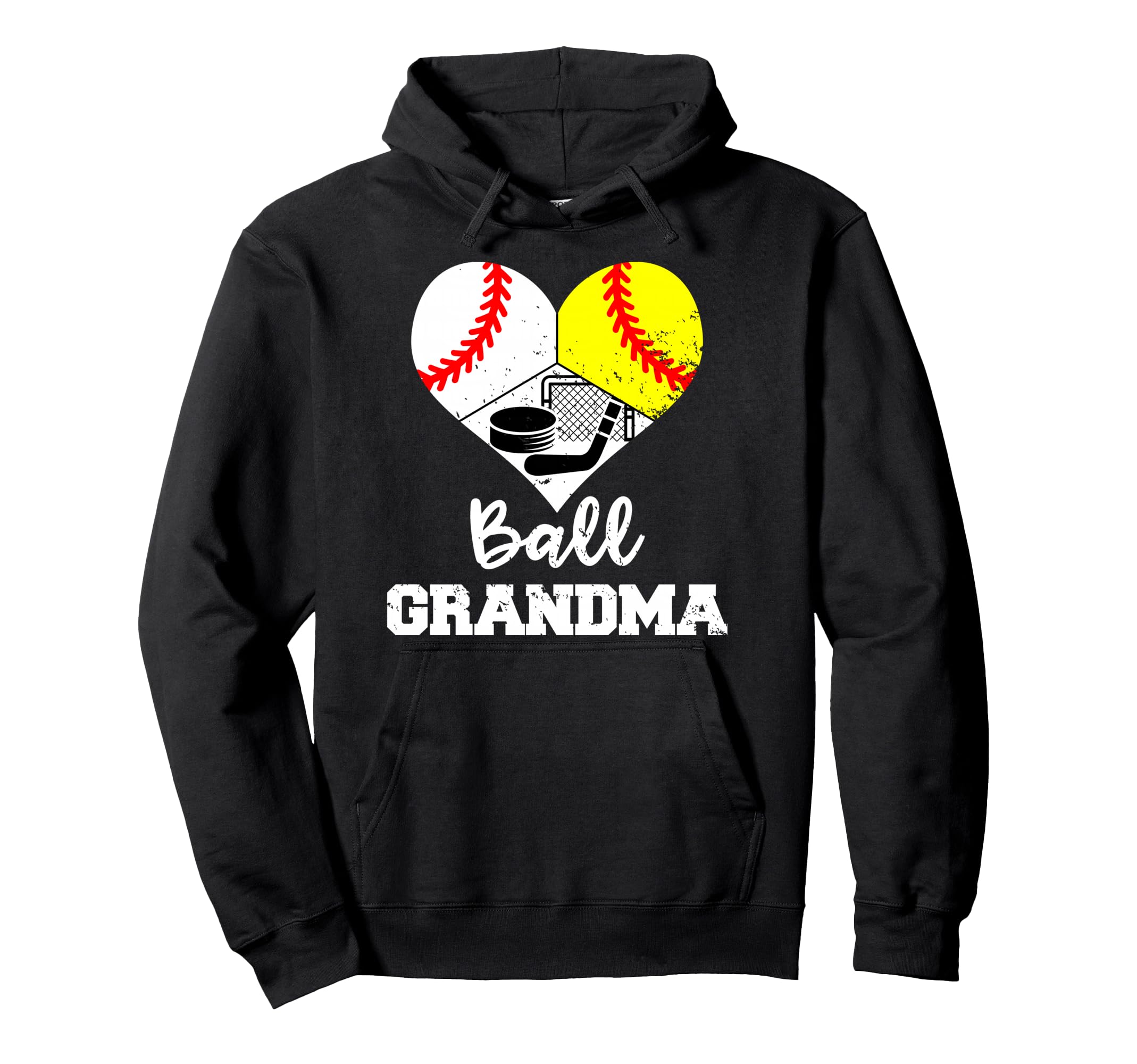 Ball Grandma Heart Funny Baseball Hoodie - Streetwear Style Unisex - T-Shirt, Sweatshirt, Hoodie