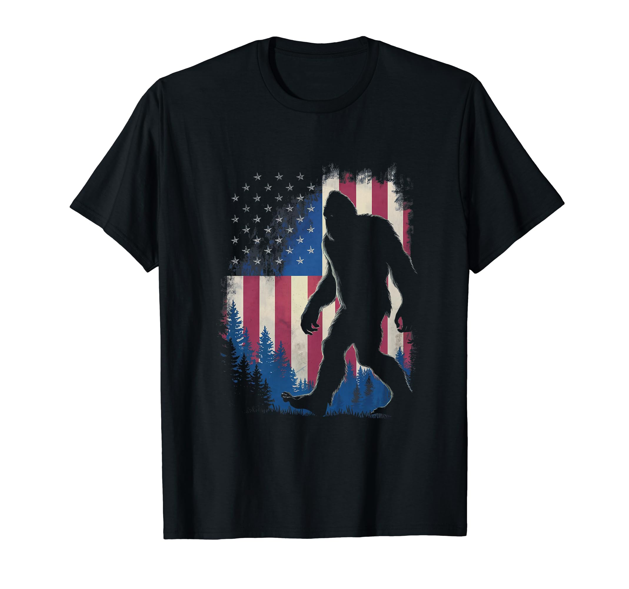 Bigfoot 4Th July American Usa Flag T-Shirt - Graphic Print Unisex - T-Shirt, Sweatshirt, Hoodie