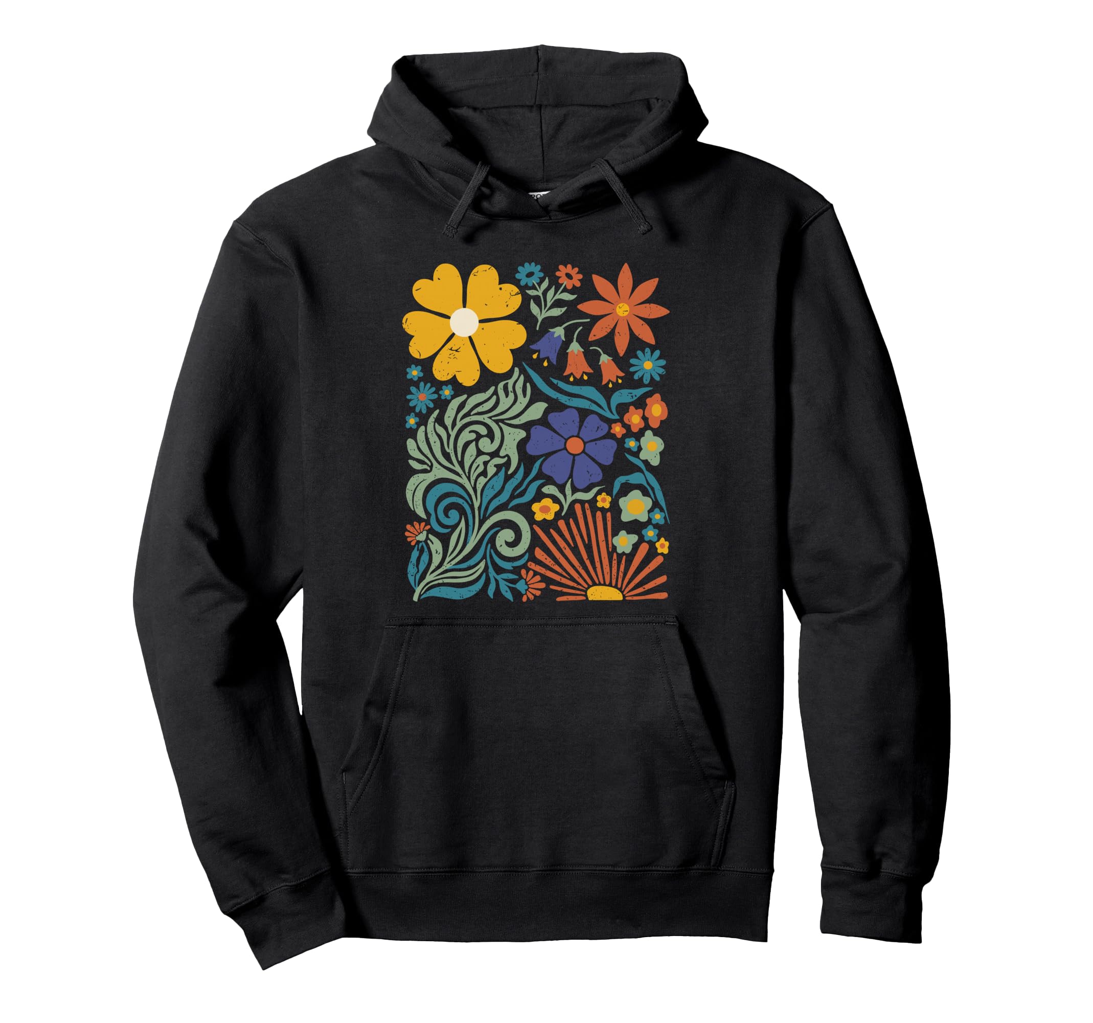 Boho Flower Floral Botanical Nature Hoodie - Minimalist Print for Adults - T-Shirt, Sweatshirt, Hoodie