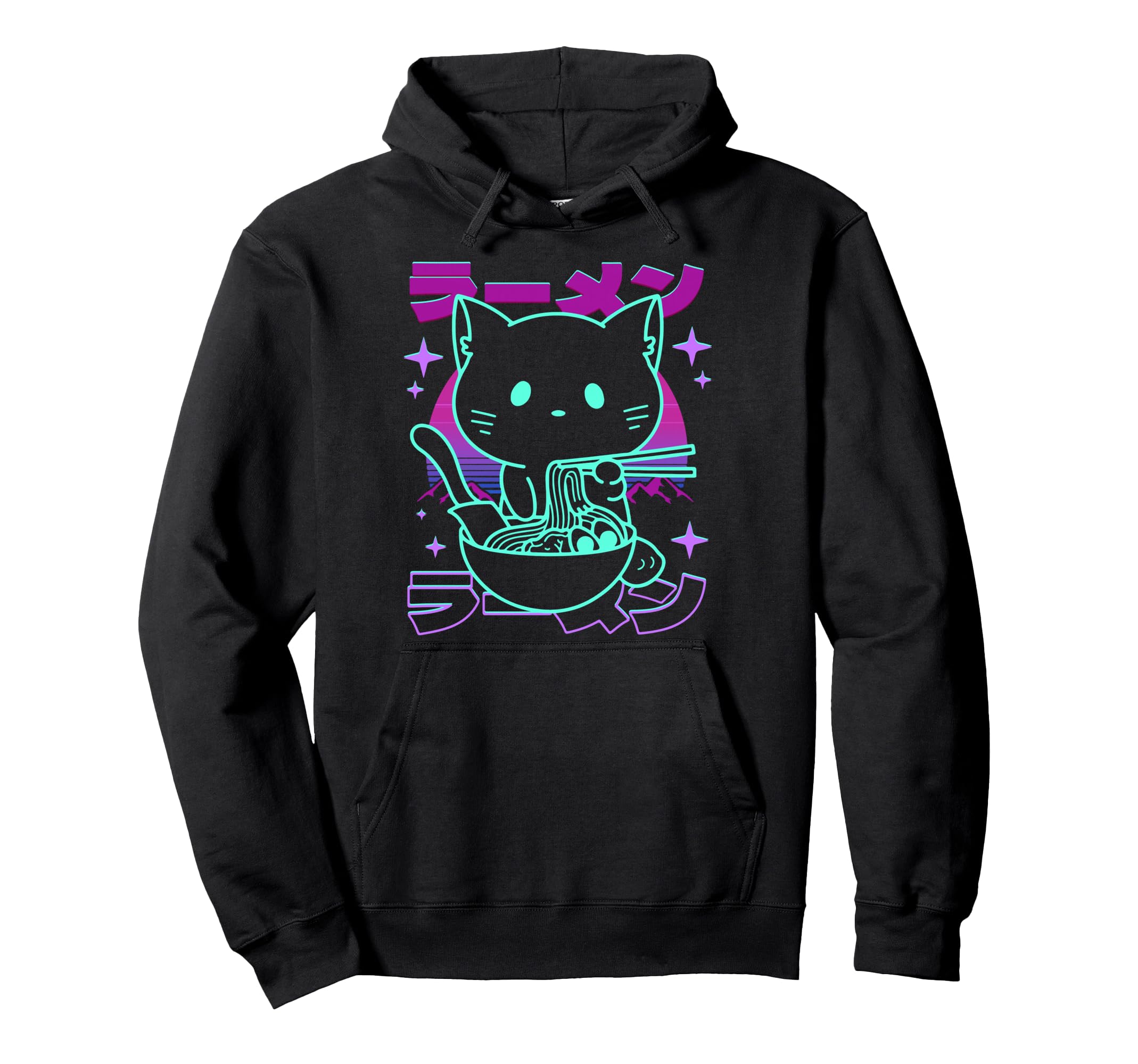 Anime Ramen Cat Japanese Noodles Hoodie - Minimalist Print Unisex - T-Shirt, Sweatshirt, Hoodie