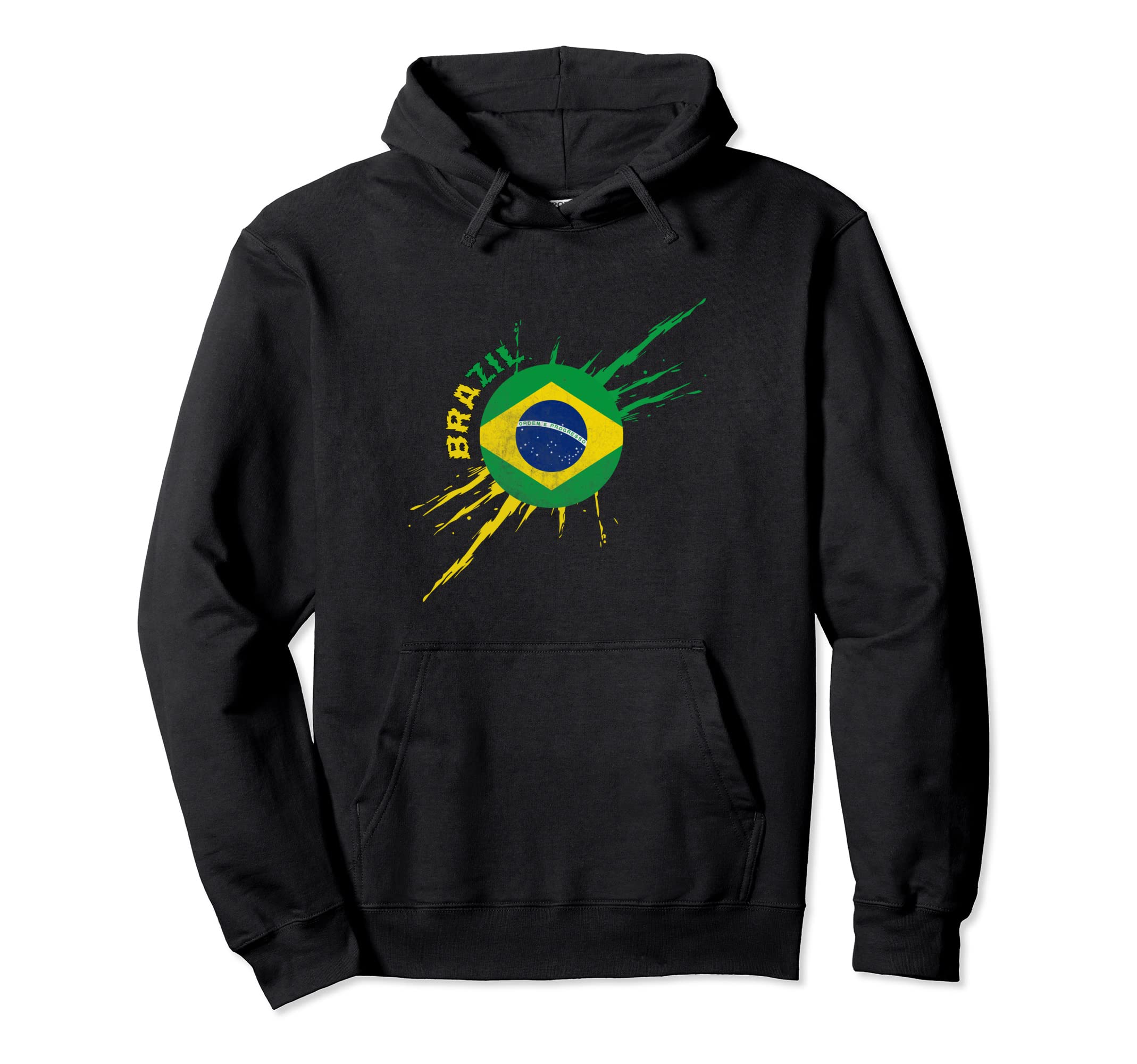 Brazil Brasil Flag Distressed Brazil Hoodie - Unique Graphic for Adults - T-Shirt, Sweatshirt, Hoodie