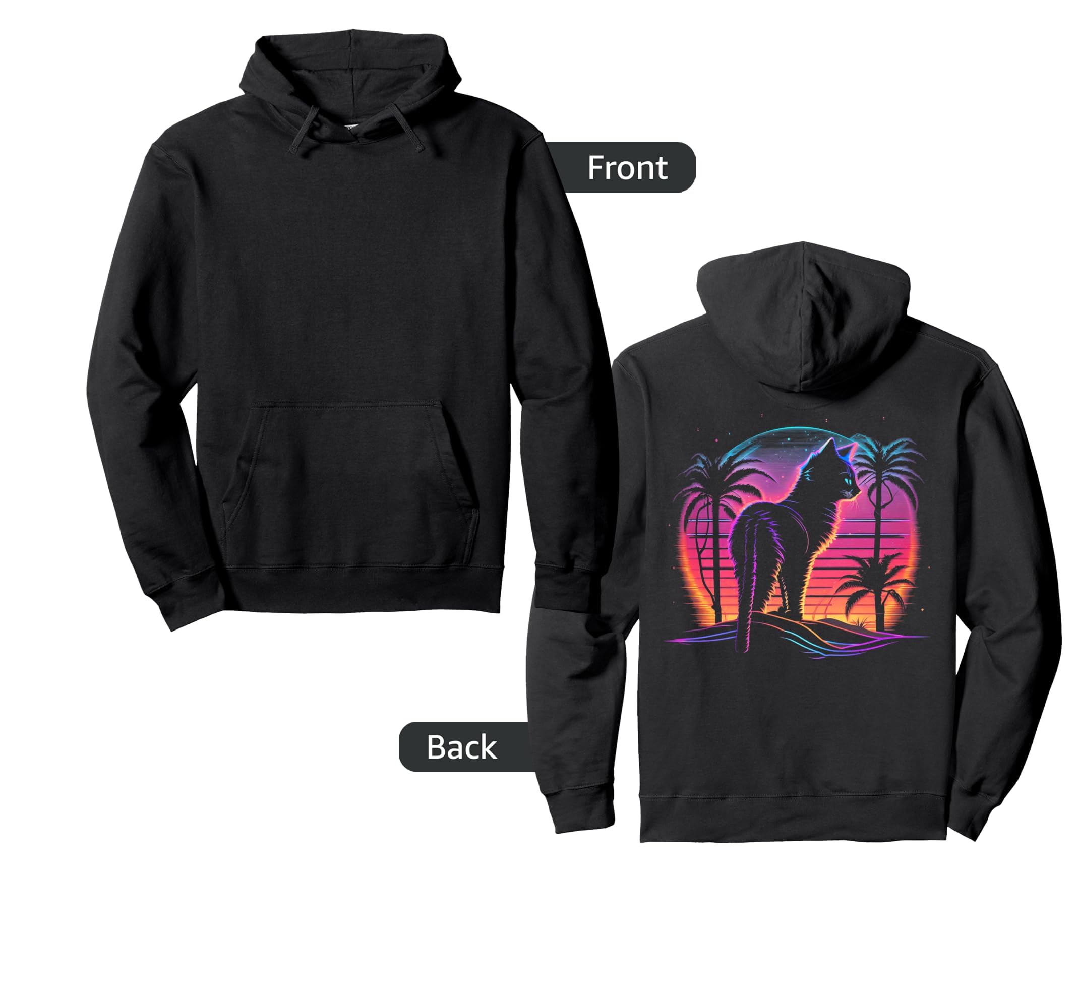 Cat Vaporwave Retrowave Aesthetic Hoodie - Aesthetic Graphic Men Women - T-Shirt, Sweatshirt, Hoodie
