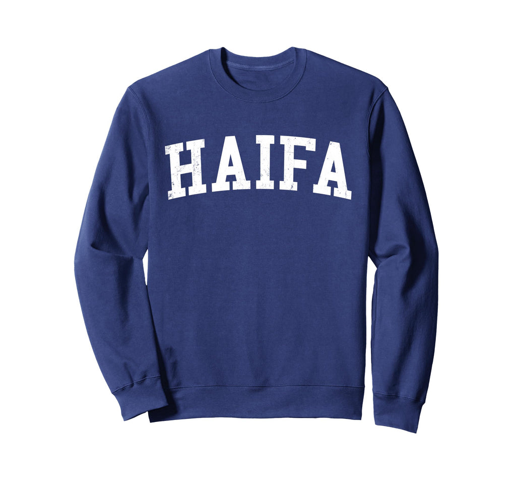 Haifa Israel Distressed White Sweatshirt - Unique Graphic for Adults - T-Shirt, Sweatshirt, Hoodie