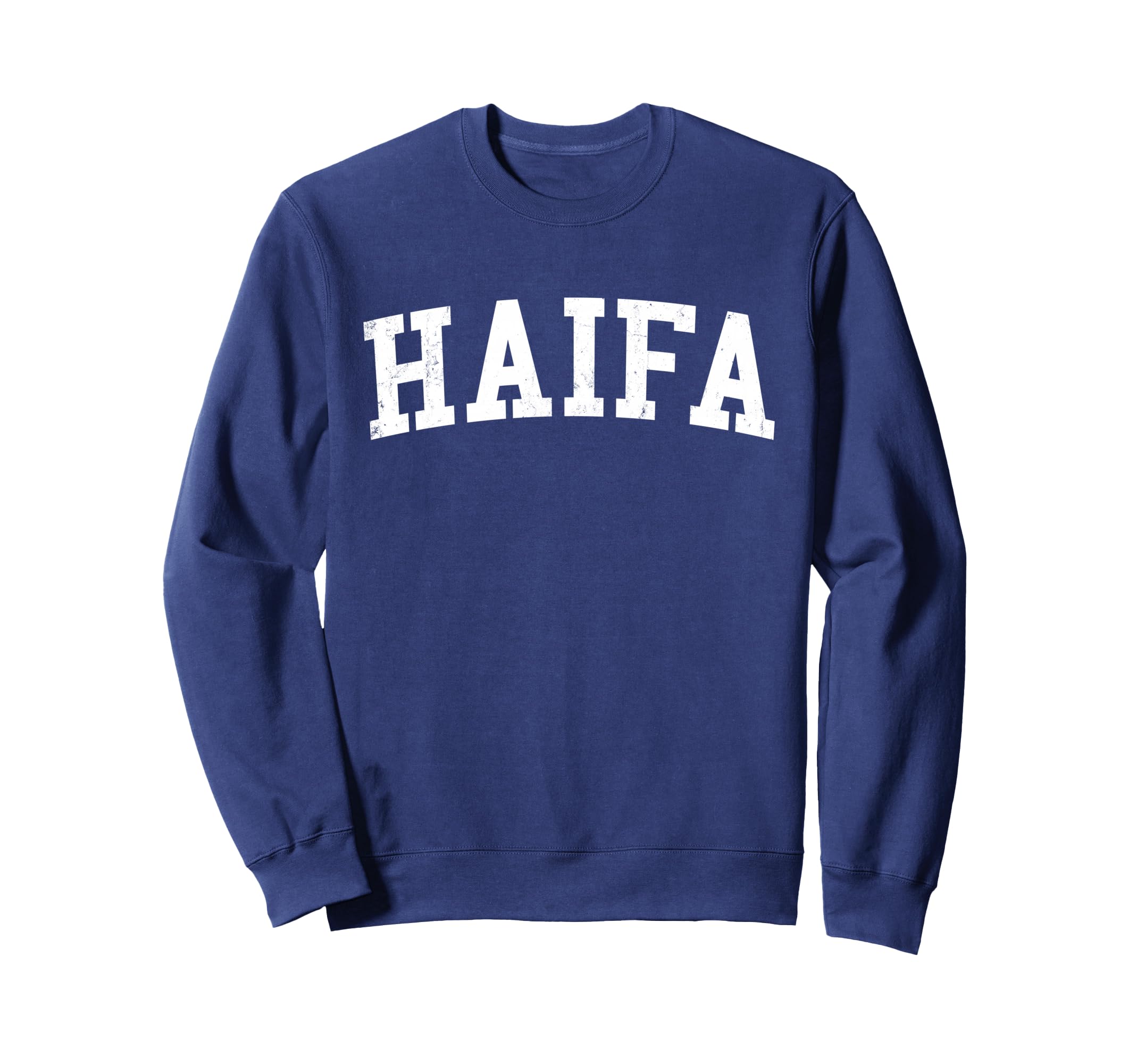 Haifa Israel Distressed White Sweatshirt - Unique Graphic for Adults - T-Shirt, Sweatshirt, Hoodie