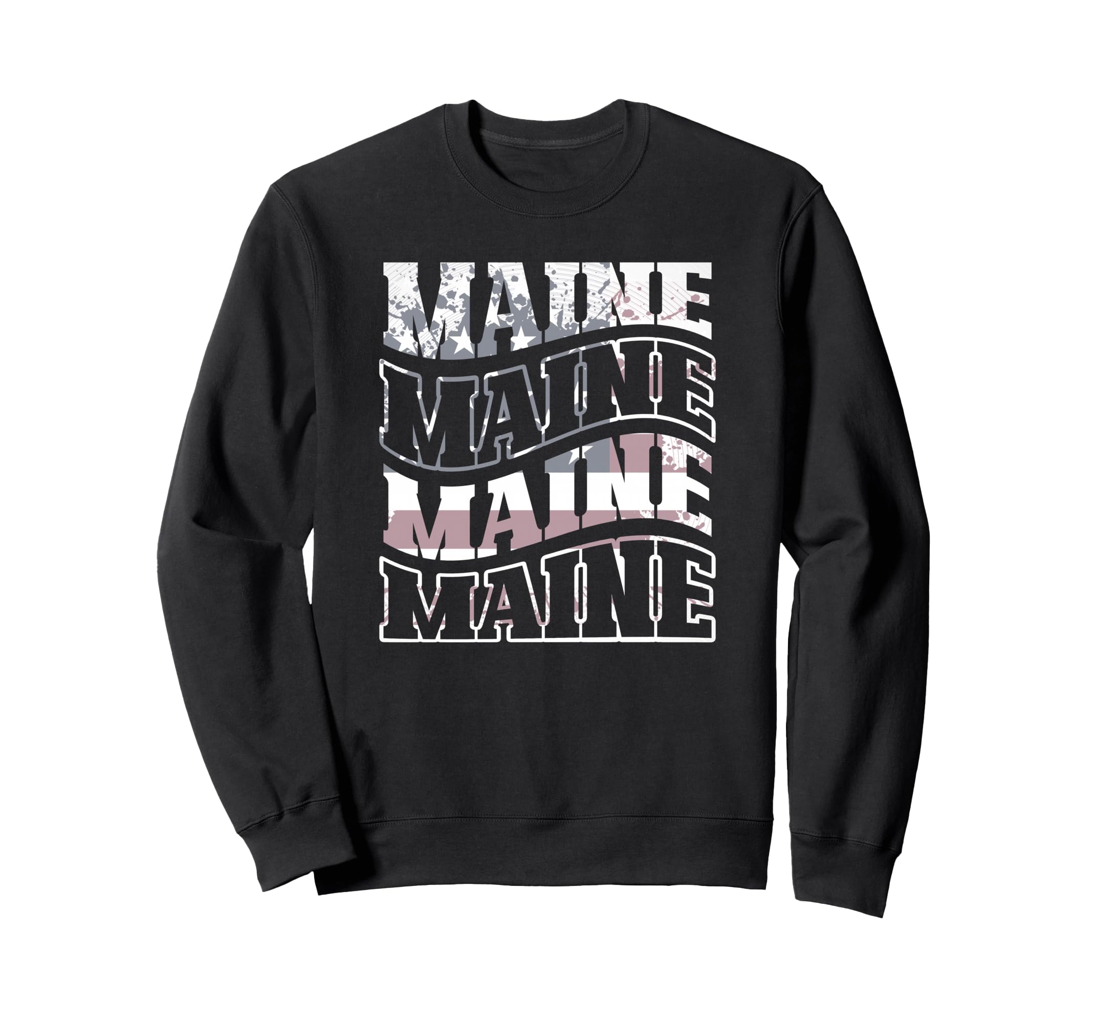 Maine American Flag Distressed Sweatshirt - Novelty Apparel Unisex - T-Shirt, Sweatshirt, Hoodie
