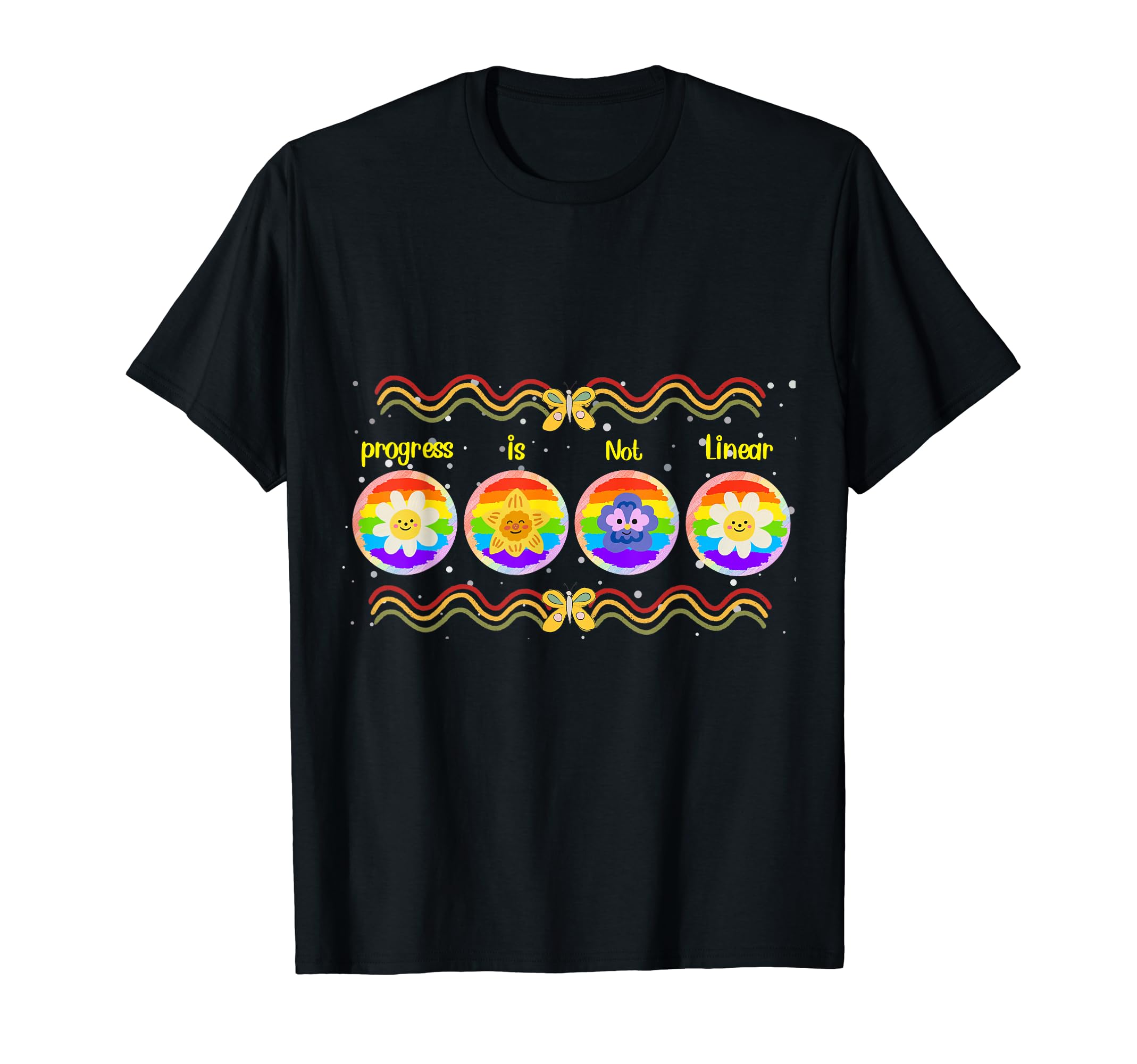 Progress Is Not Linear Rainbow T-Shirt - Casual Everyday Wear for Adults - T-Shirt, Sweatshirt, Hoodie