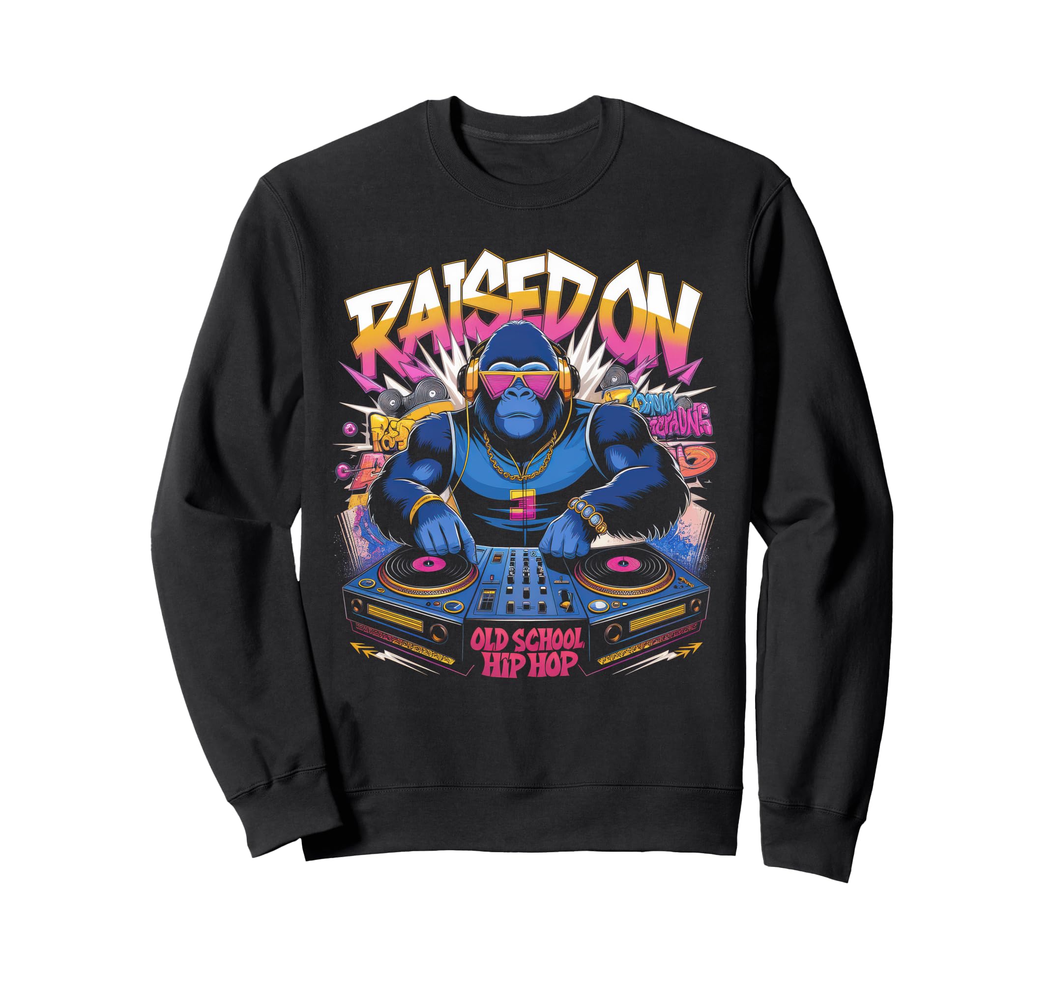Raised Old School Graffiti Rap Hip Sweatshirt - Minimalist Print Men Women - T-Shirt, Sweatshirt, Hoodie