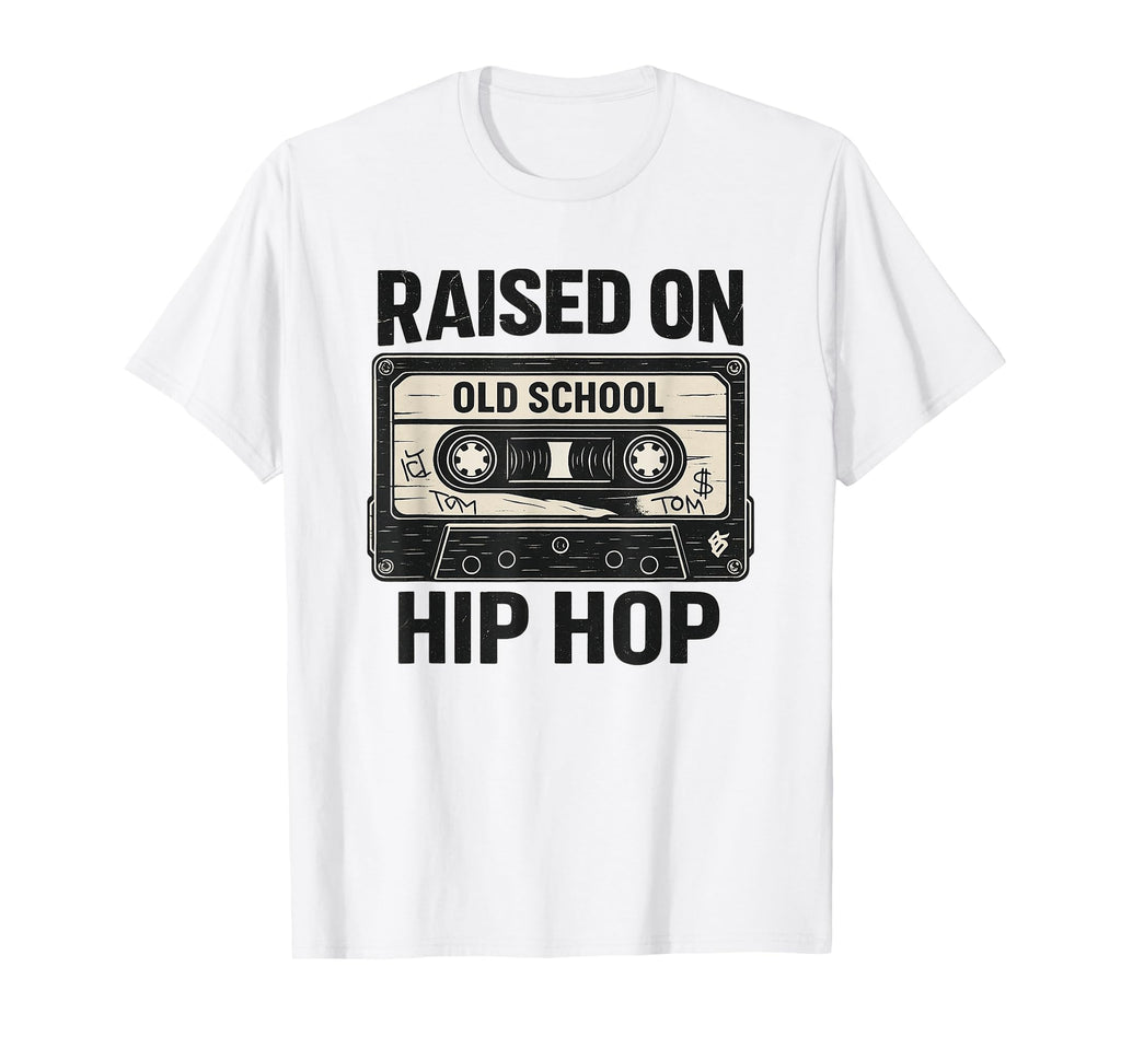 Raised Old School Hip Hop Cassette T-Shirt - Minimalist Print Unisex - T-Shirt, Sweatshirt, Hoodie