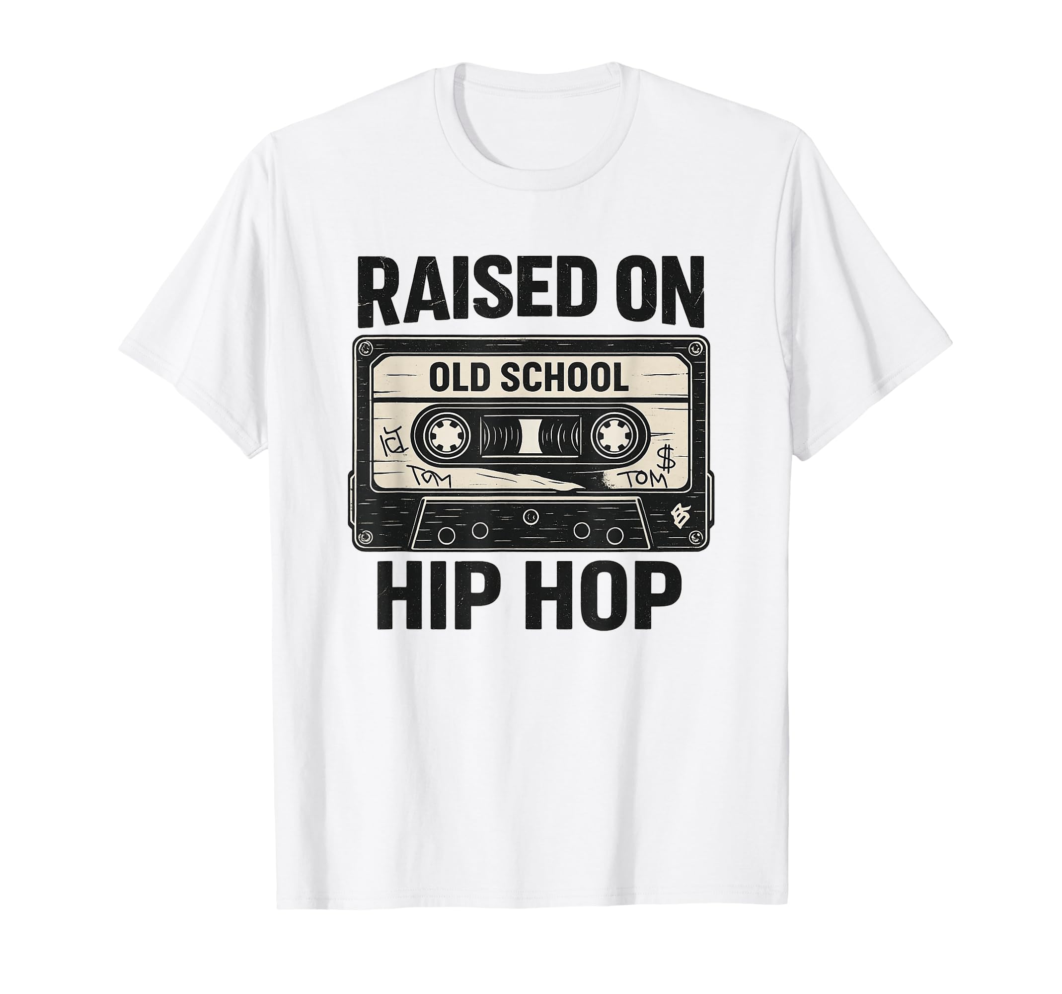 Raised Old School Hip Hop Cassette T-Shirt - Minimalist Print Unisex - T-Shirt, Sweatshirt, Hoodie