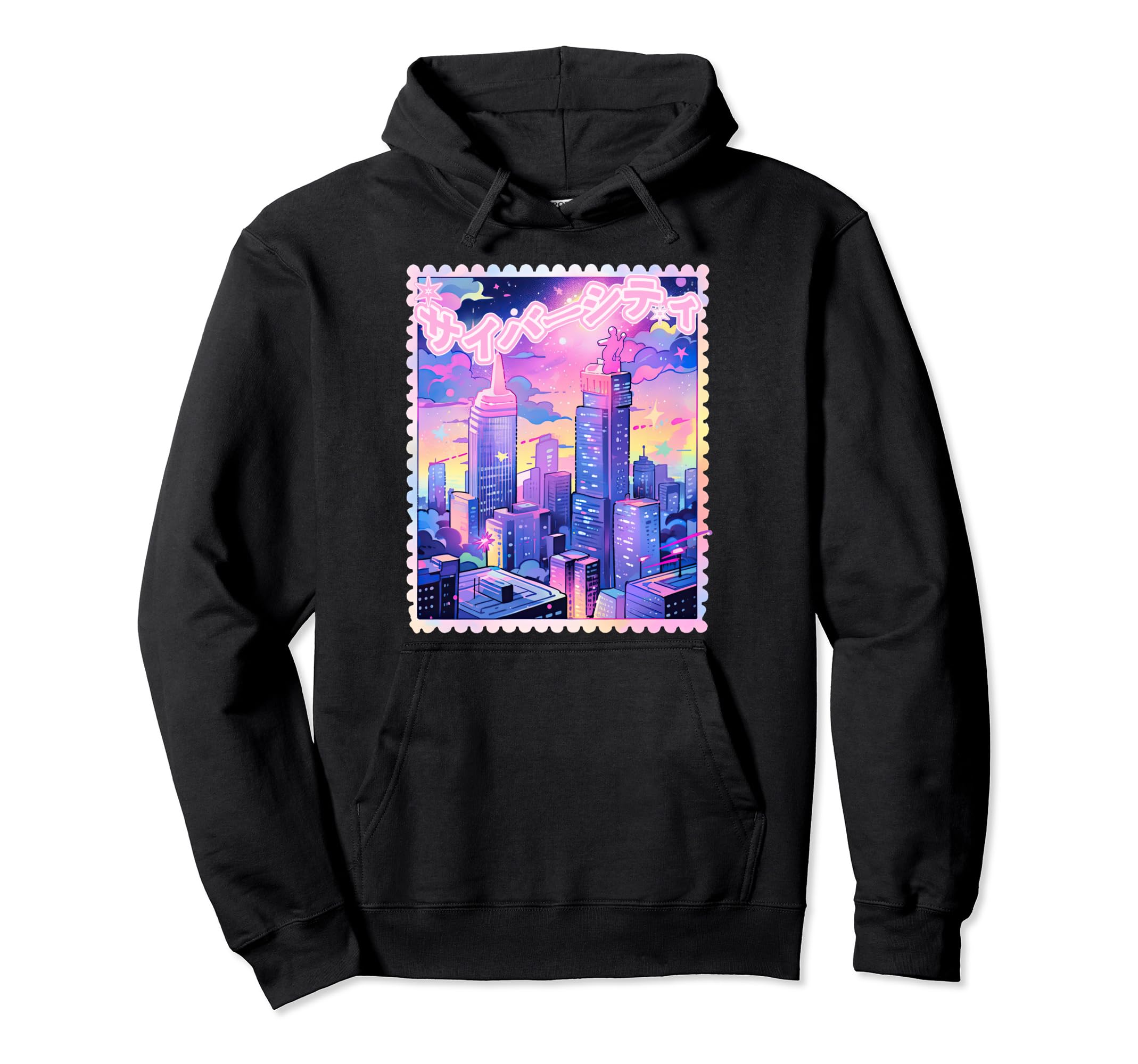 Y2K Cyber City Retrofuturism Hoodie - Casual Everyday Wear Men Women - T-Shirt, Sweatshirt, Hoodie