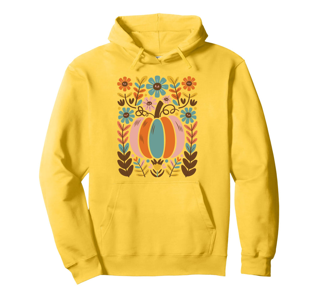 Floral Boho Pumpkin Halloween Fall Teens Hoodie - Graphic Print for Adults - T-Shirt, Sweatshirt, Hoodie