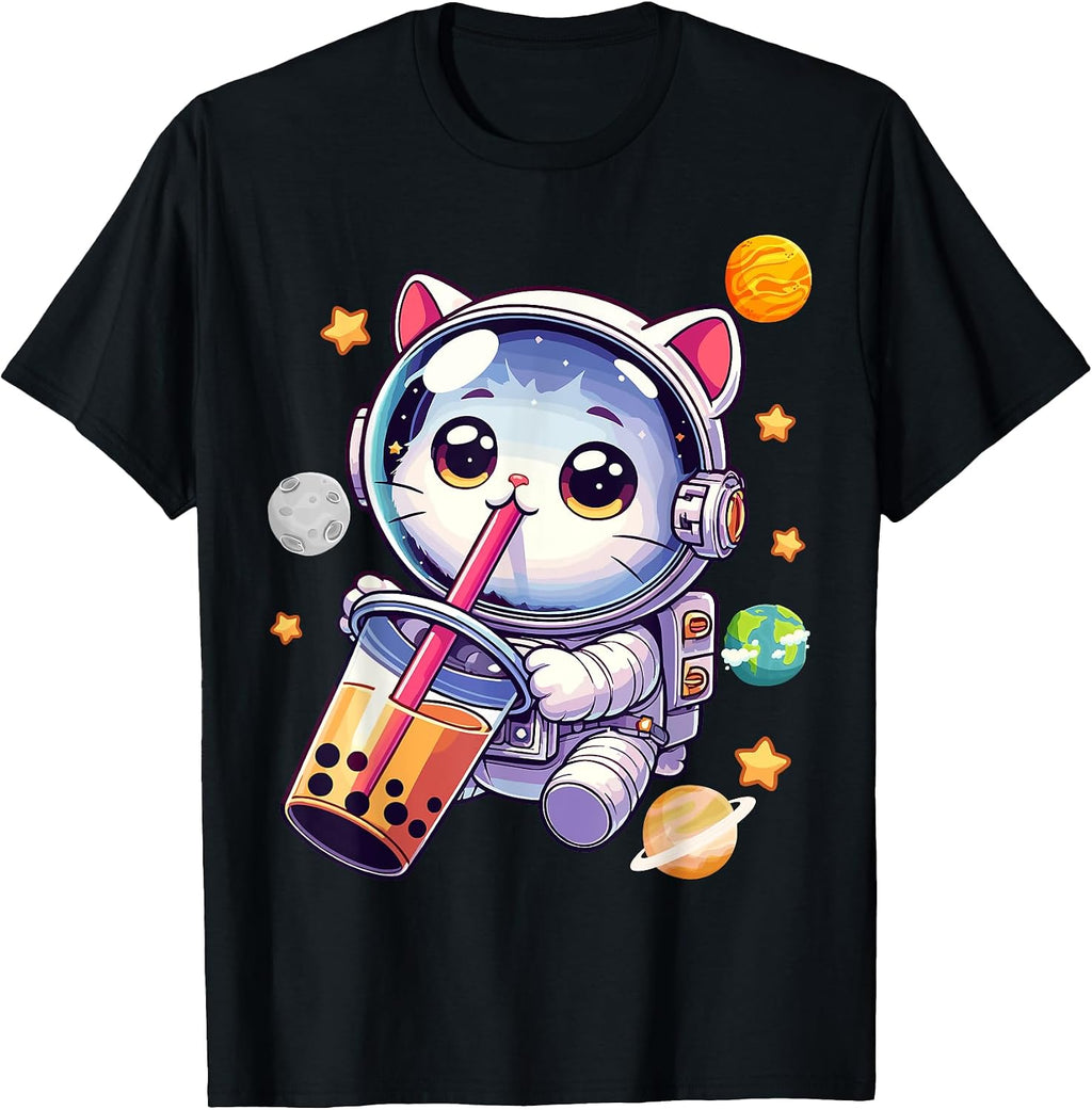 Cosmic Galaxy Boba Cat Space Kawaii Anime - Adult & Kids T-Shirts, Sweatshirts & Hoodies apparel design preview 1