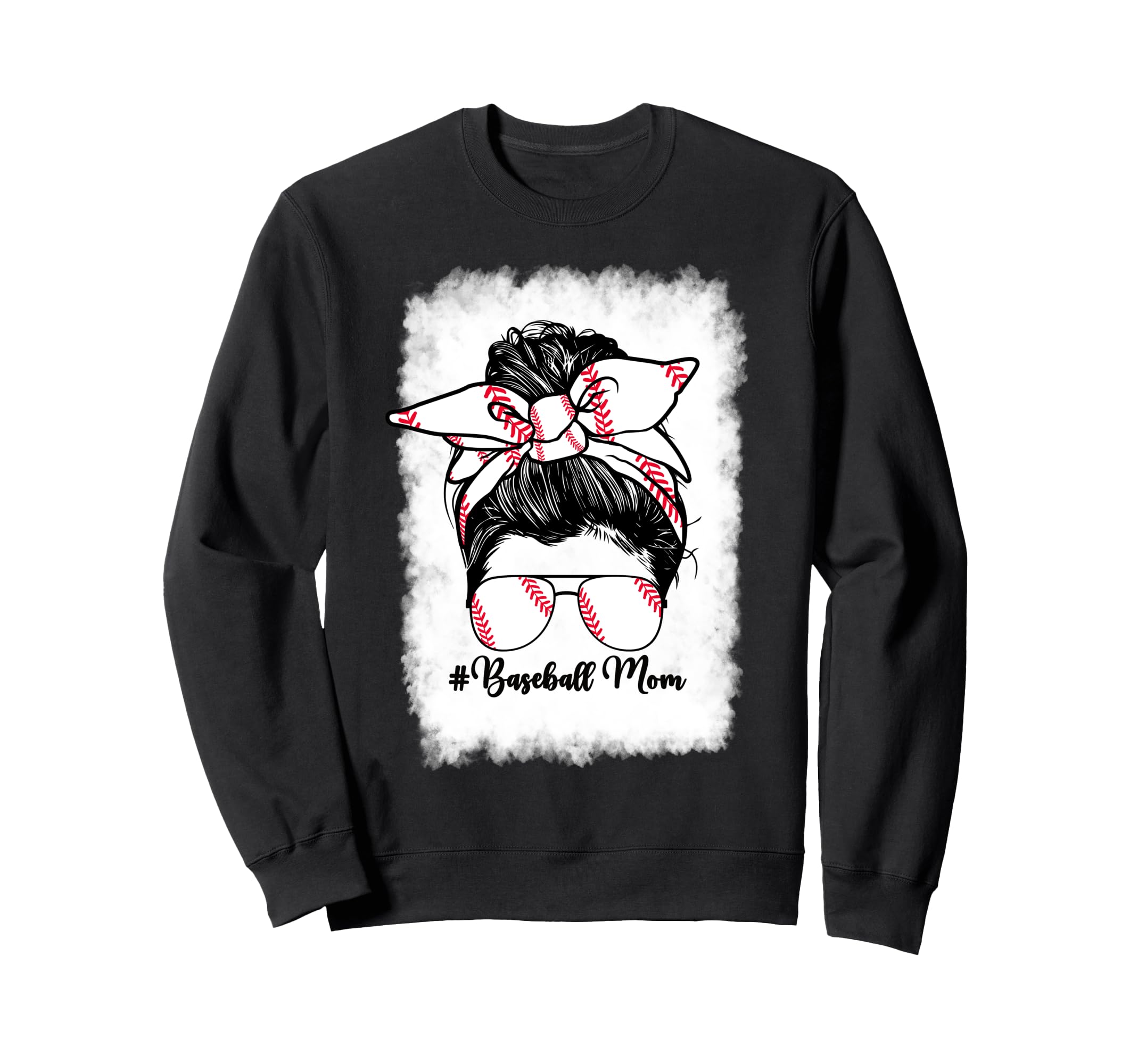 Baseball Mom Mama Messy Bun Sweatshirt - Novelty Apparel for Adults - T-Shirt, Sweatshirt, Hoodie