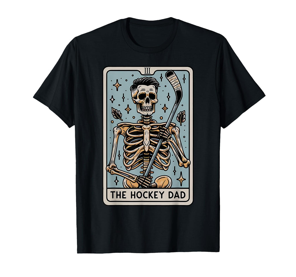 Skeleton Hockey Dad Tarot Card Fathers T-Shirt - Minimalist Print Unisex - T-Shirt, Sweatshirt, Hoodie
