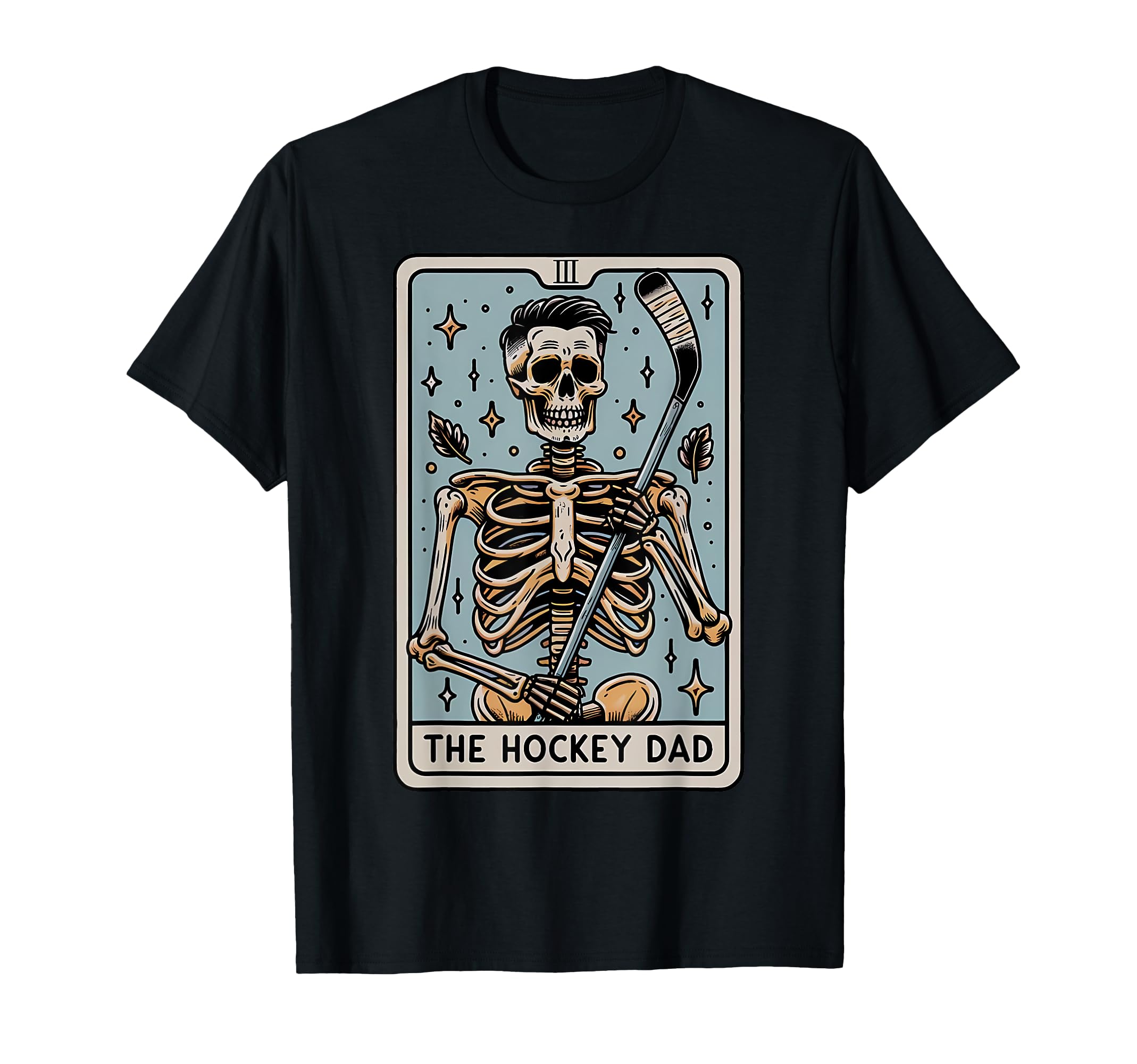 Skeleton Hockey Dad Tarot Card Fathers T-Shirt - Minimalist Print Unisex - T-Shirt, Sweatshirt, Hoodie