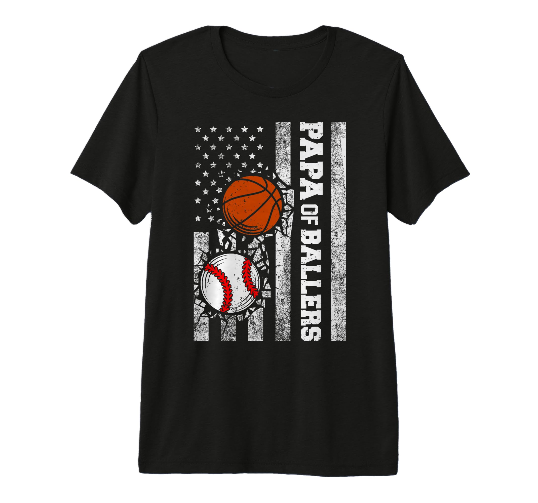 Mens Papa Ballers Funny Usa Flag T-Shirt - Graphic Print Men Women - T-Shirt, Sweatshirt, Hoodie