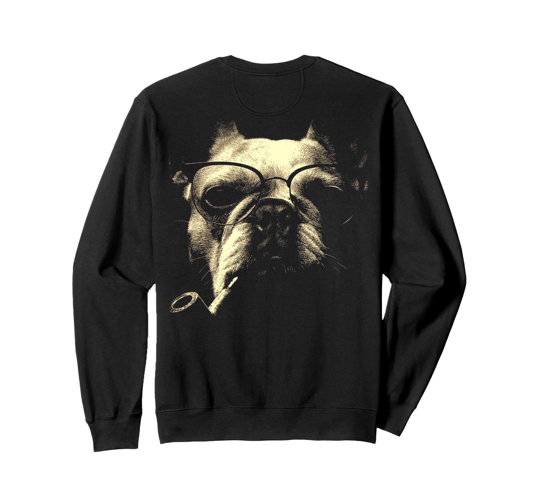 French Bulldog Glasses Smoking Sweatshirt - Minimalist Print for Adults - T-Shirt, Sweatshirt, Hoodie
