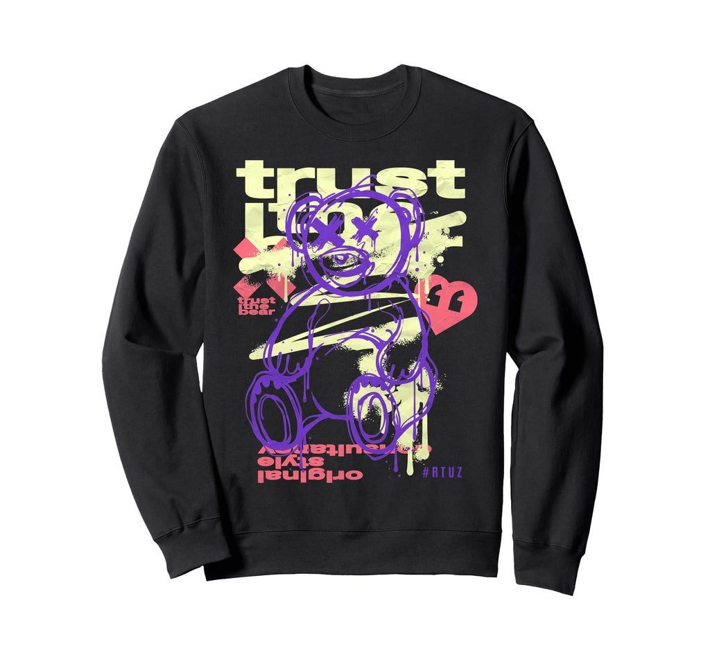 Aesthetic Streetwear Teddy Bear Sweatshirt - Minimalist Print for Adults - T-Shirt, Sweatshirt, Hoodie