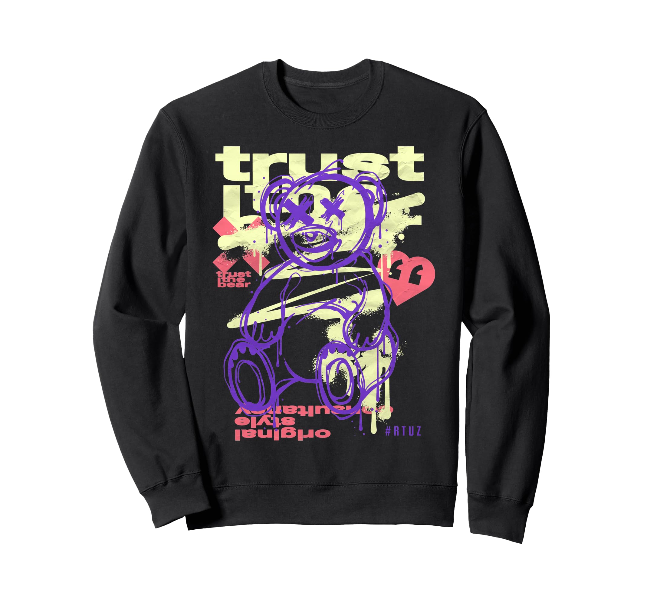 Aesthetic Streetwear Teddy Bear Sweatshirt - Minimalist Print for Adults - T-Shirt, Sweatshirt, Hoodie