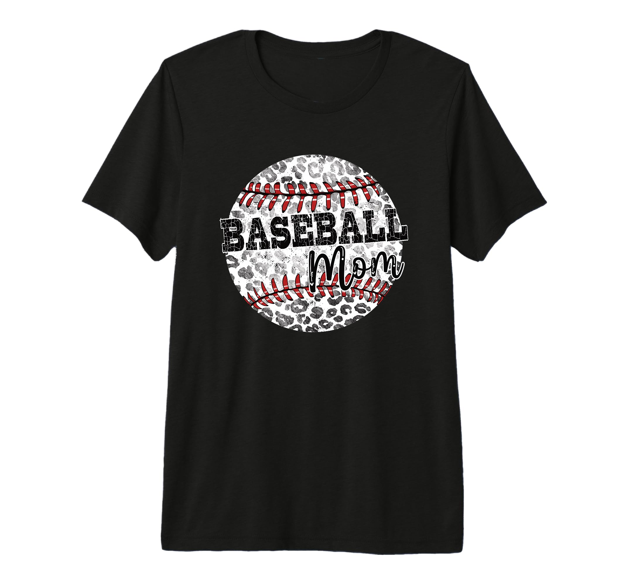 Leopard Baseball Mom Distressed Sports T-Shirt - Fun Novelty Design Unisex - T-Shirt, Sweatshirt, Hoodie